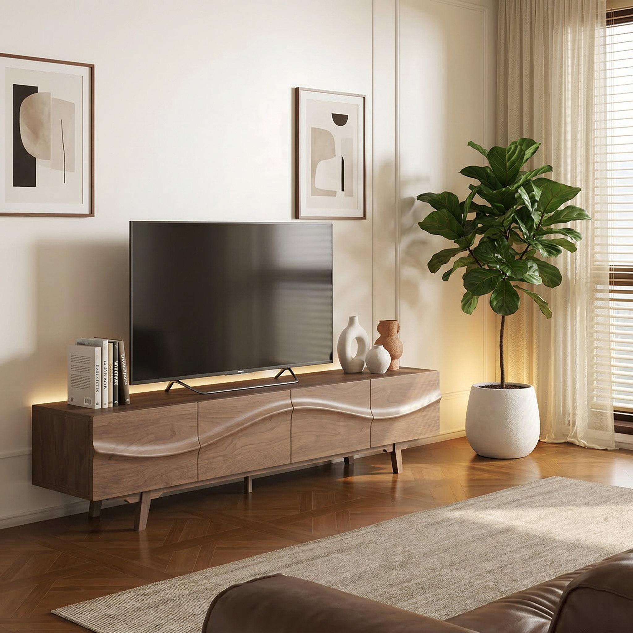 Pancho Walnut Wood TV Console (200cm)