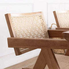 Megafurniture | Delora Rattan Dining Chair with Cushion | Wooden Dining Chair
