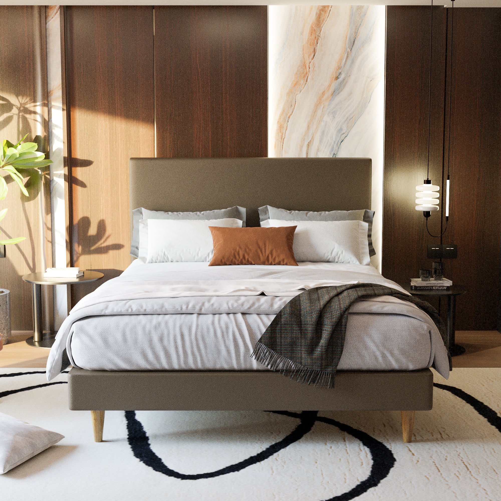 Manovel Faux Leather Bed Frame