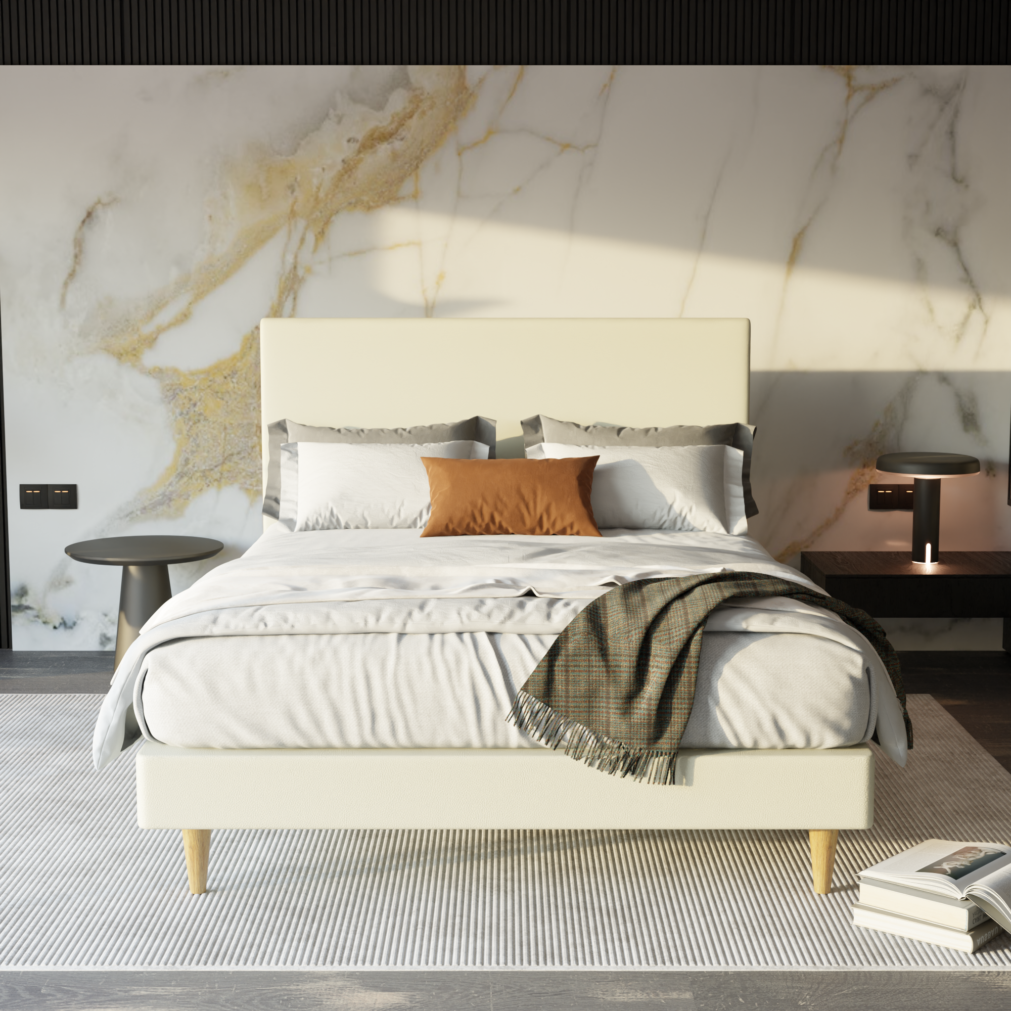 Manovel Faux Leather Bed Frame
