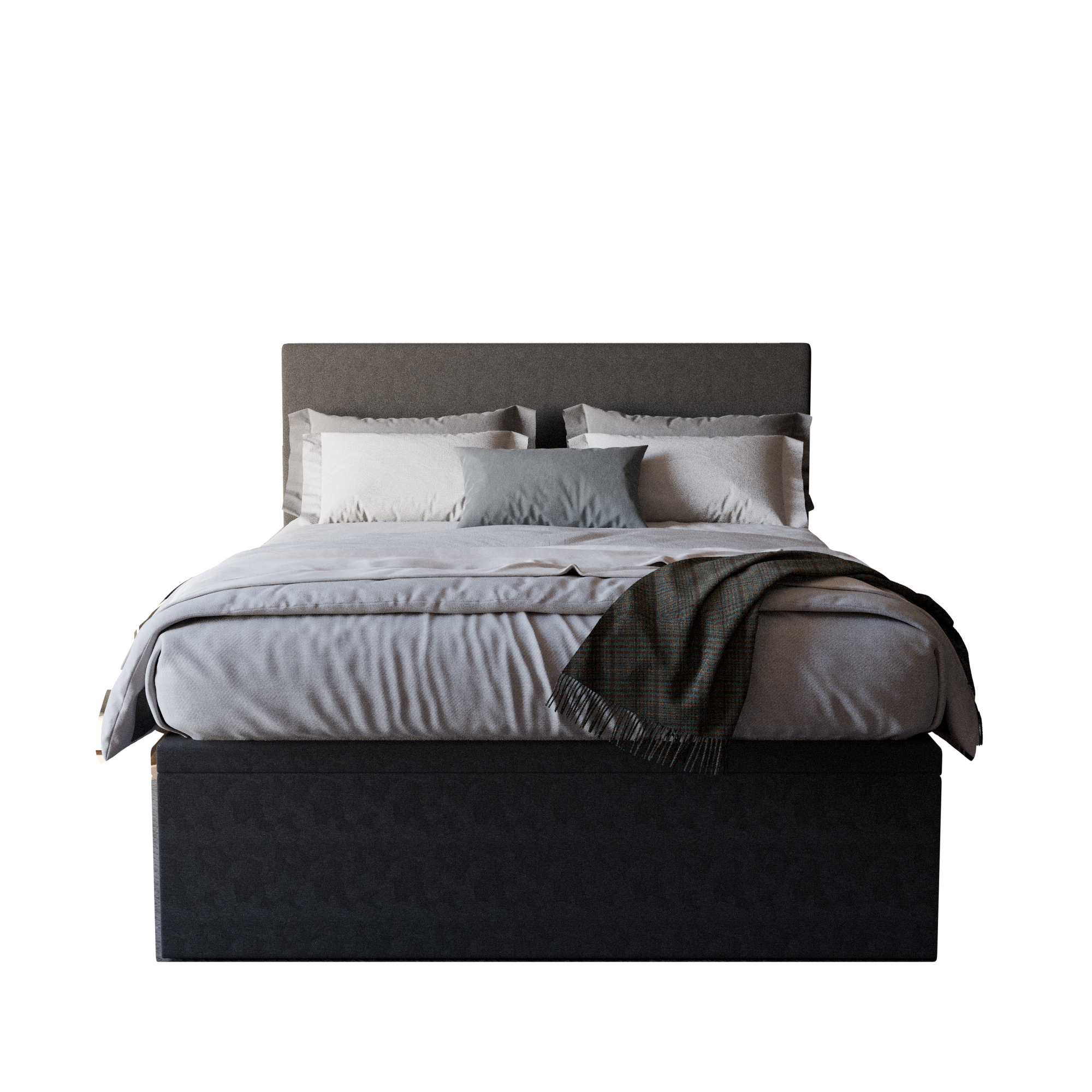 Manovel Grey Fabric Storage Bed (Water Repellent) + Somnuz® Comfy 10" Individual Pocketed Spring Mattress