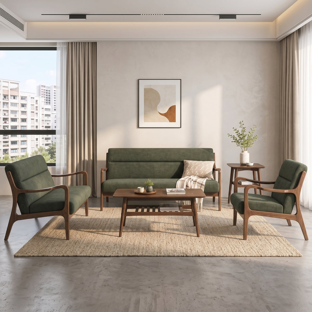 Avrento Wooden Fabric Sofa