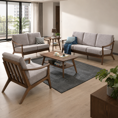 Calvion Wooden Fabric Sofa