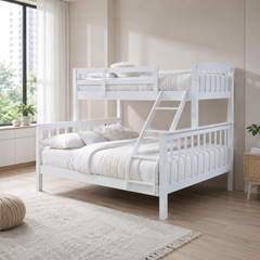 Cerlivo White Wooden Double Decker Bed Frame