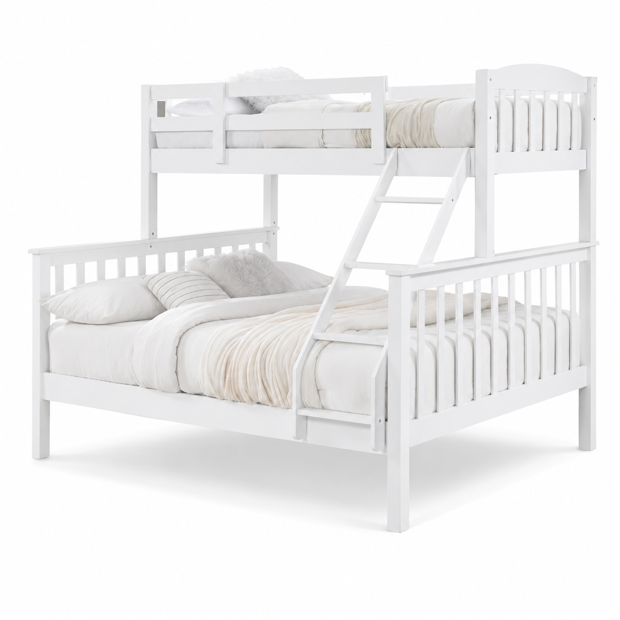 Cerlivo White Wooden Double Decker Bed Frame