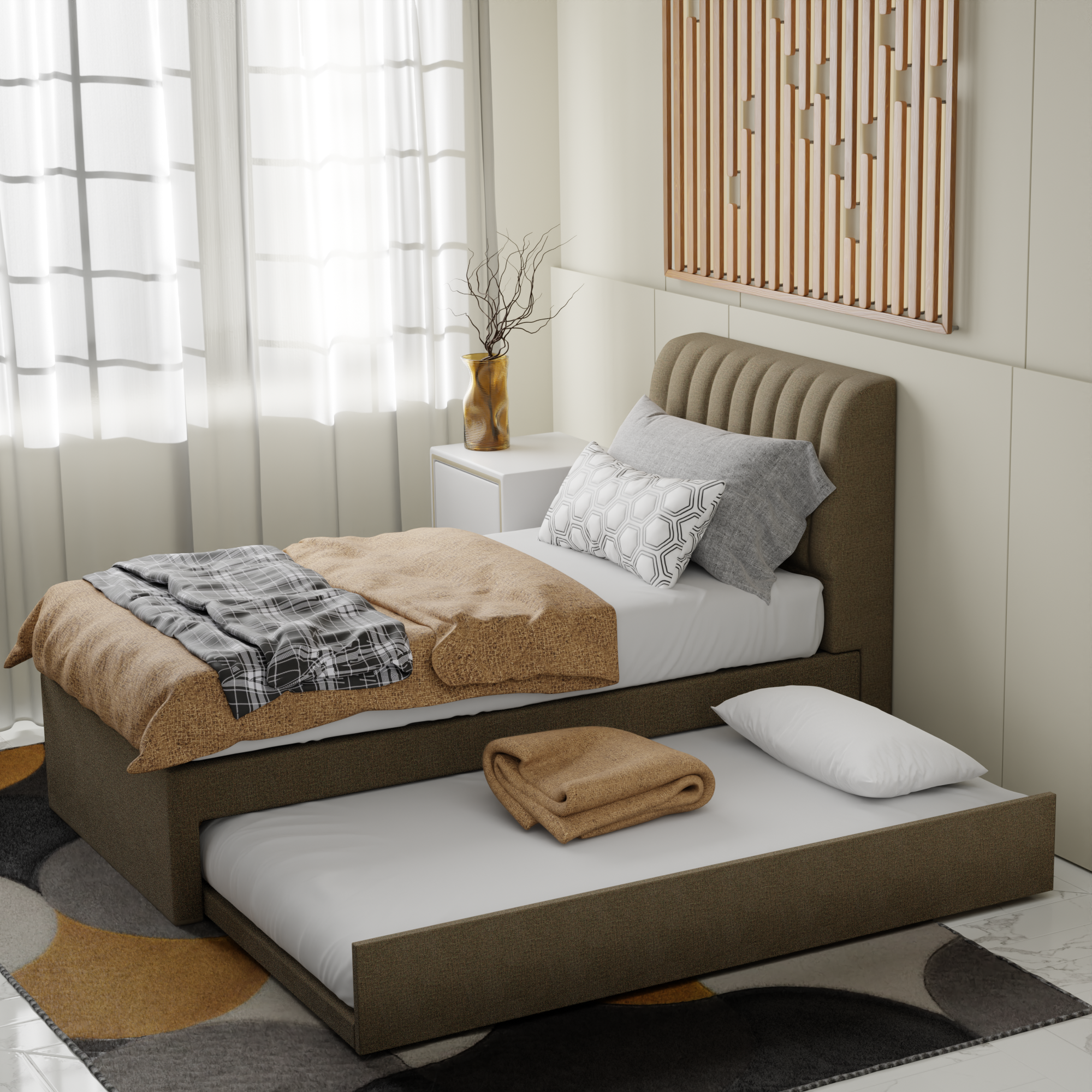 Vicky Fabric 3 in 1 Pull-Out Bed Frame