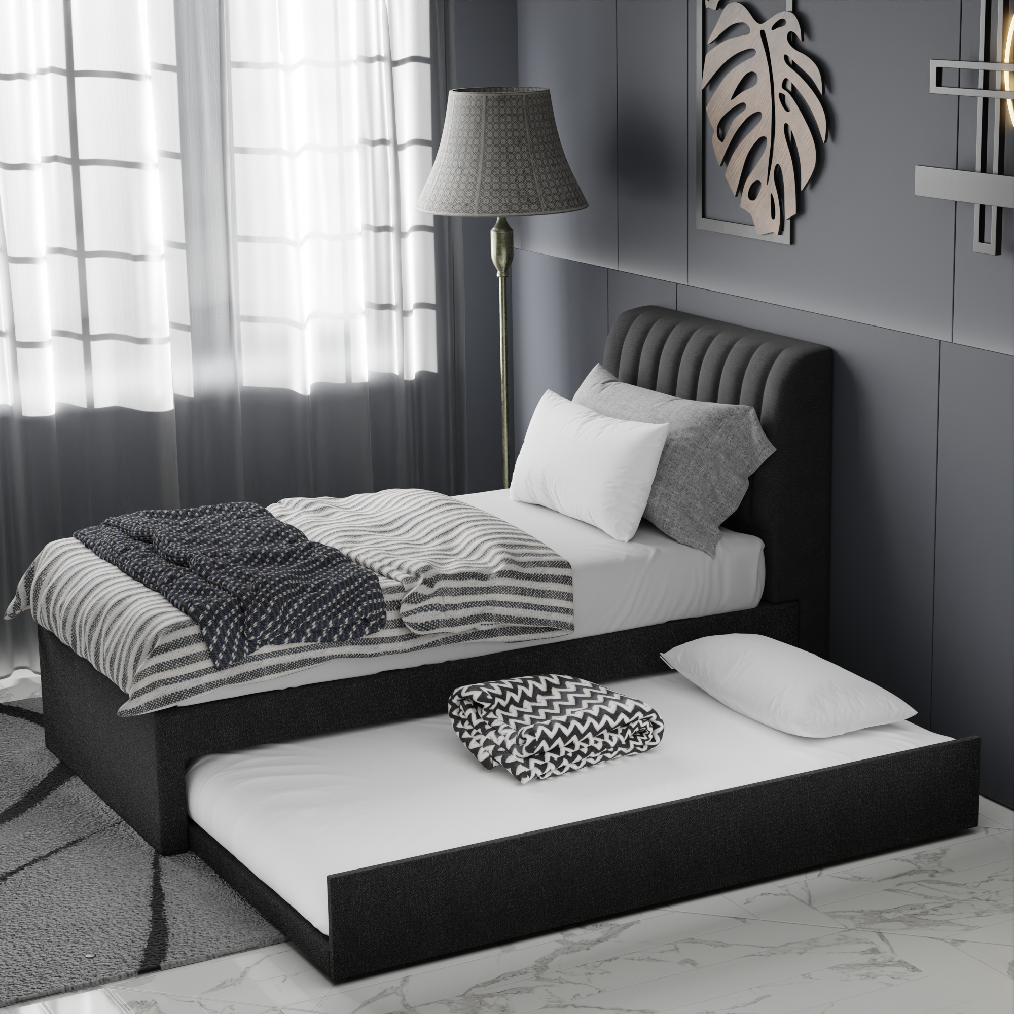 Vicky Fabric 3 in 1 Pull-Out Bed Frame