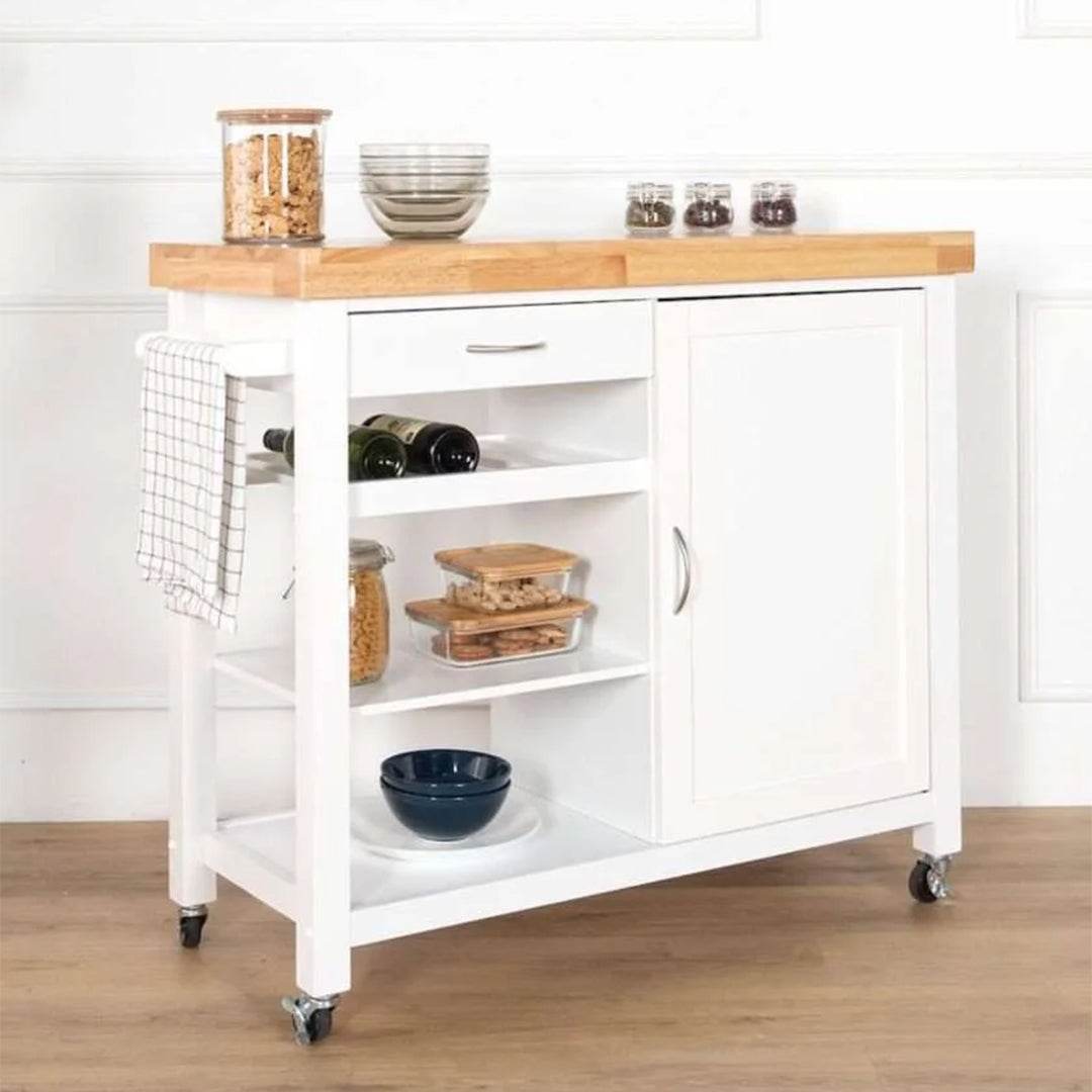 Megafurniture | Hadley White Kitchen Trolley | Kitchen Trolley