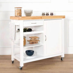 Megafurniture | Hadley White Kitchen Trolley | Kitchen Trolley
