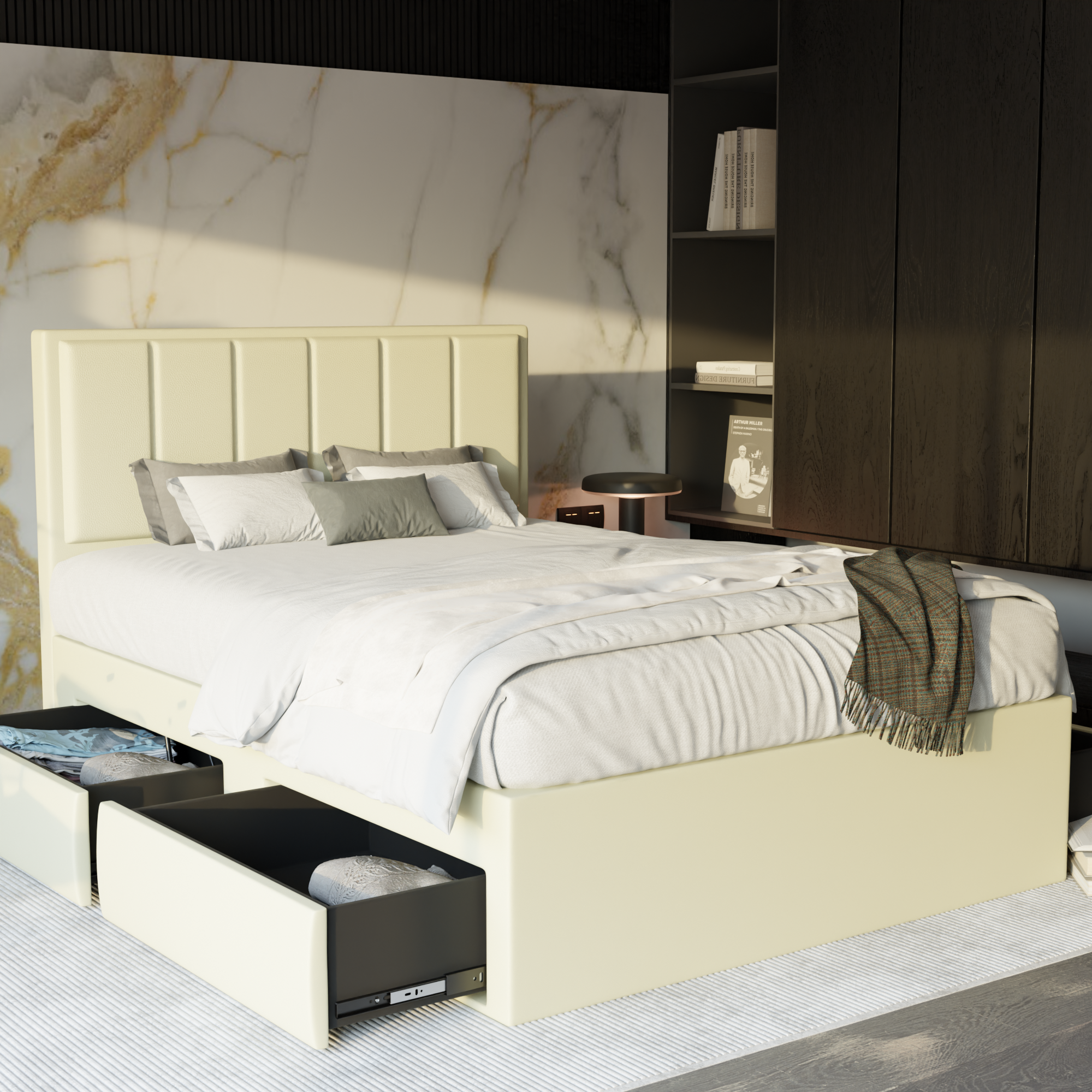 Snova Faux Leather Drawer Bed Frame