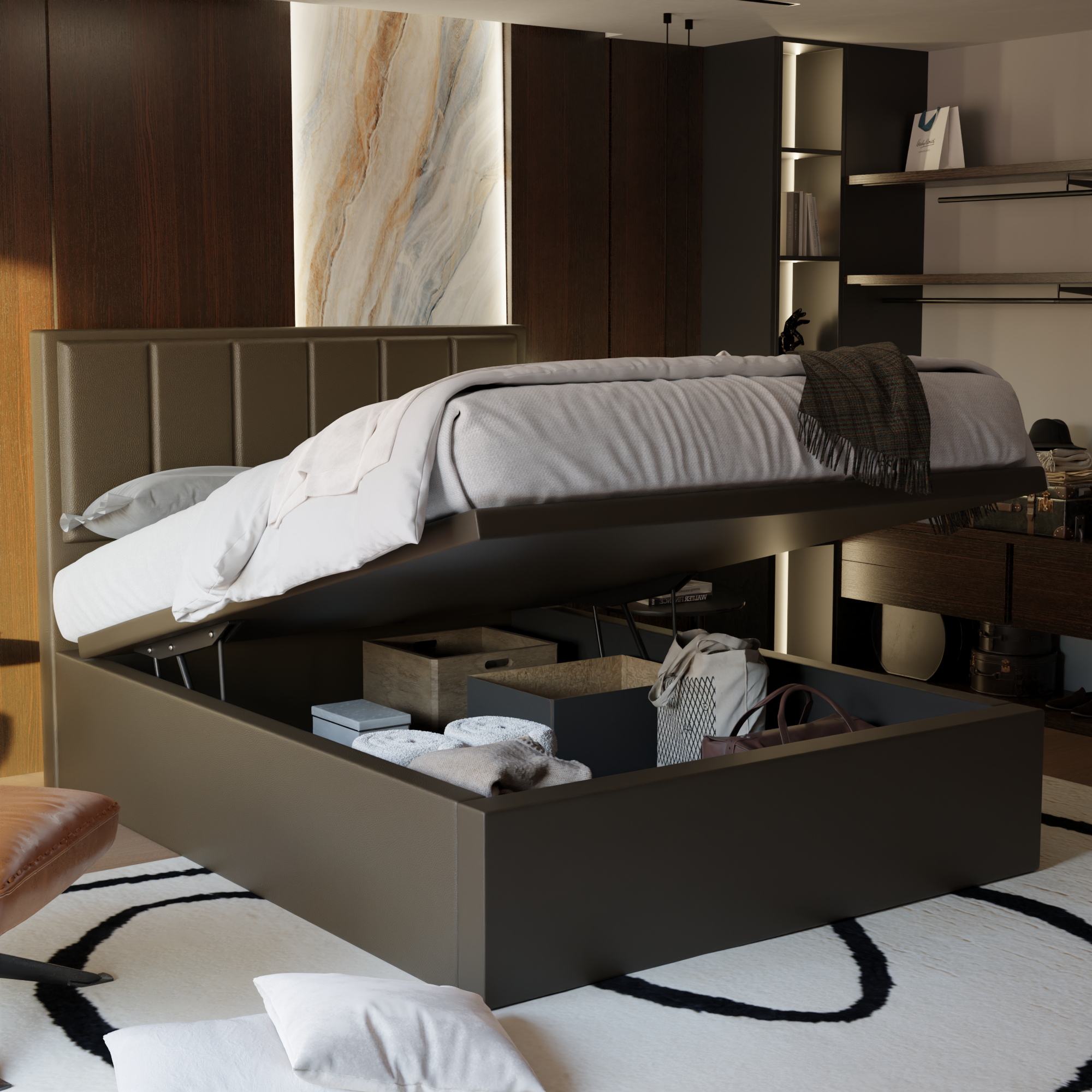 Snova Faux Leather Storage Bed