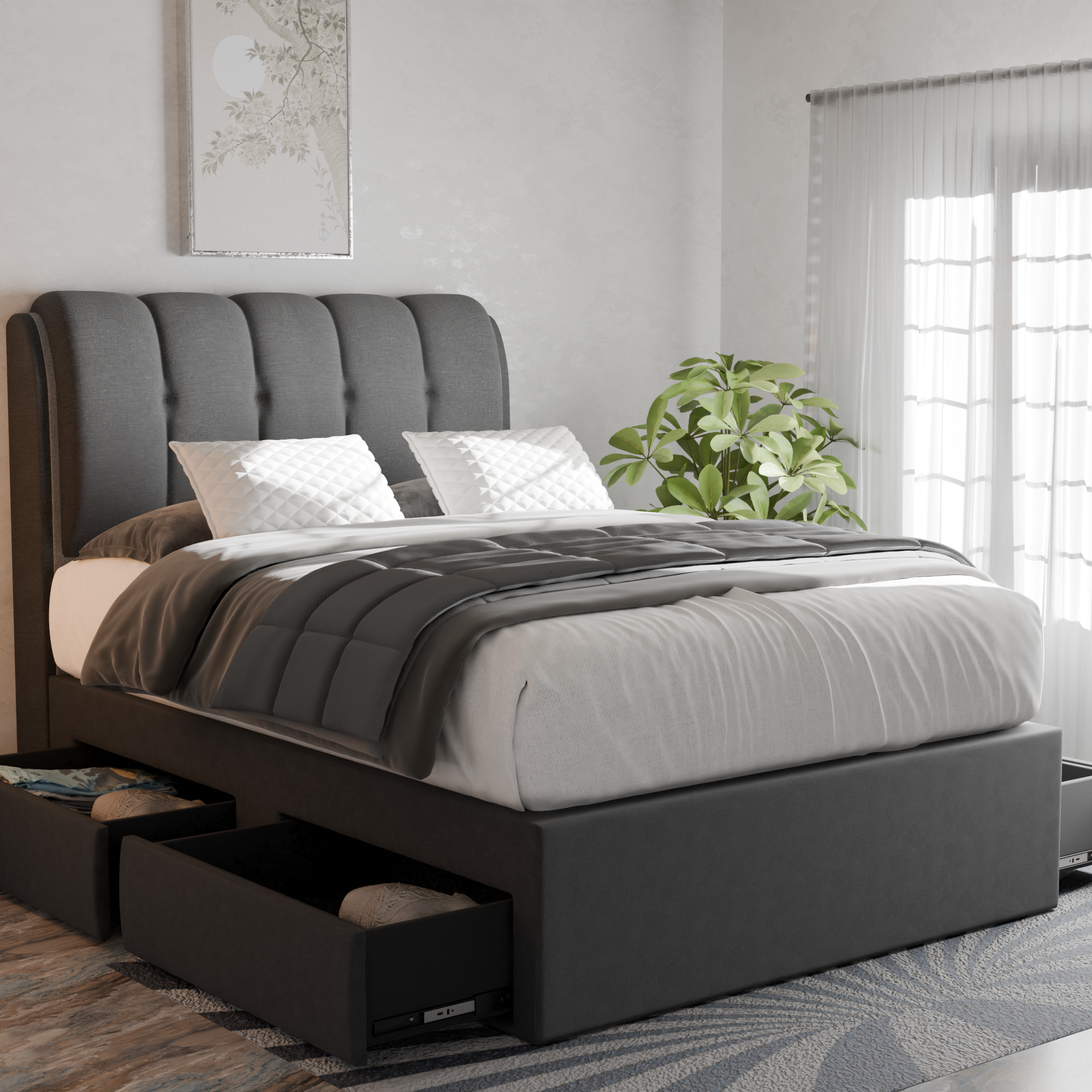 Nolana Fabric Drawer Bed Frame