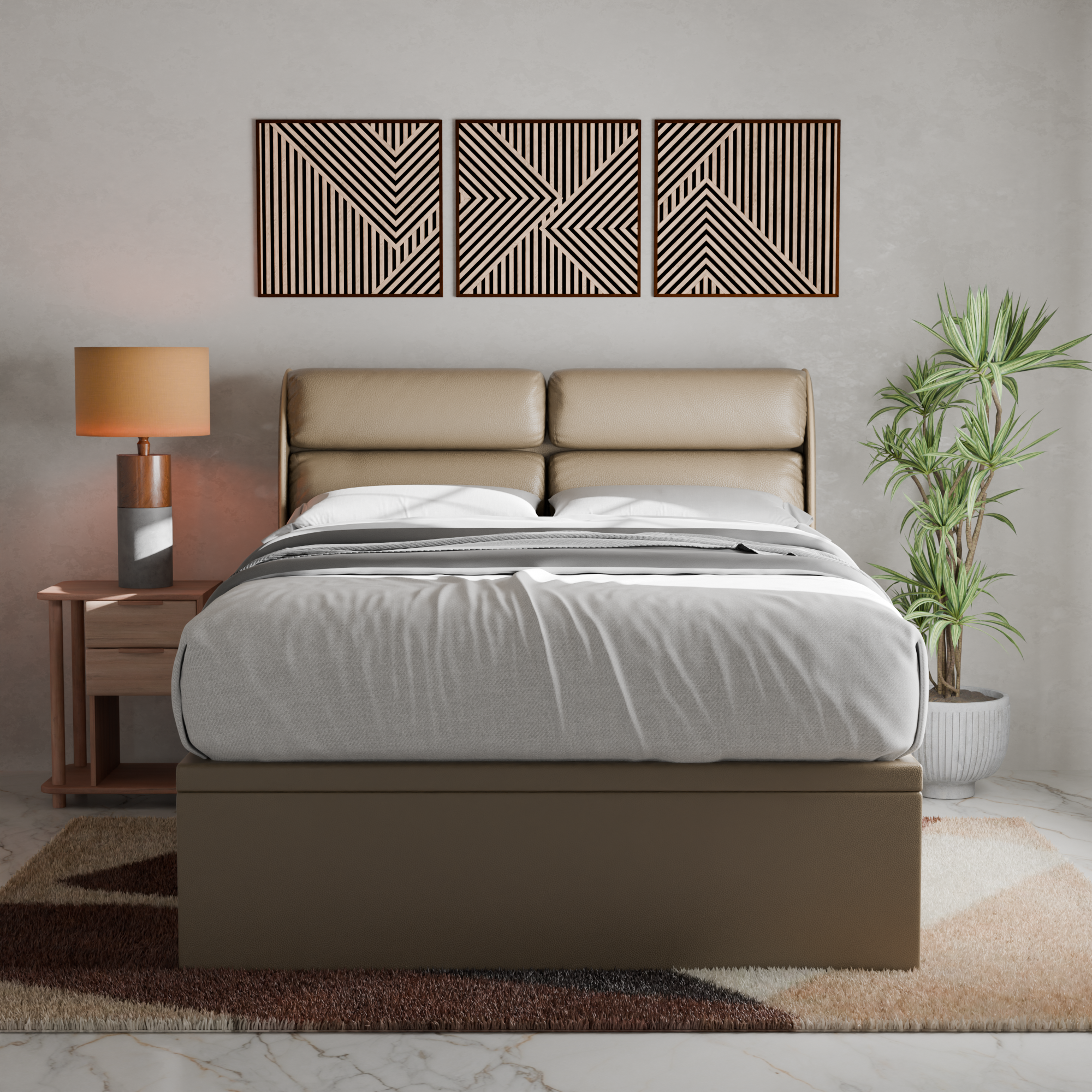 Zyler Faux Leather Storage Bed Frame