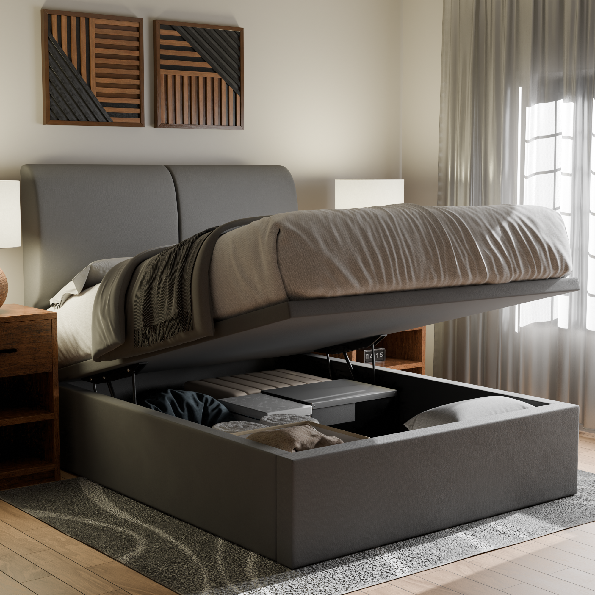 Konelle Fabric Storage Bed Frame