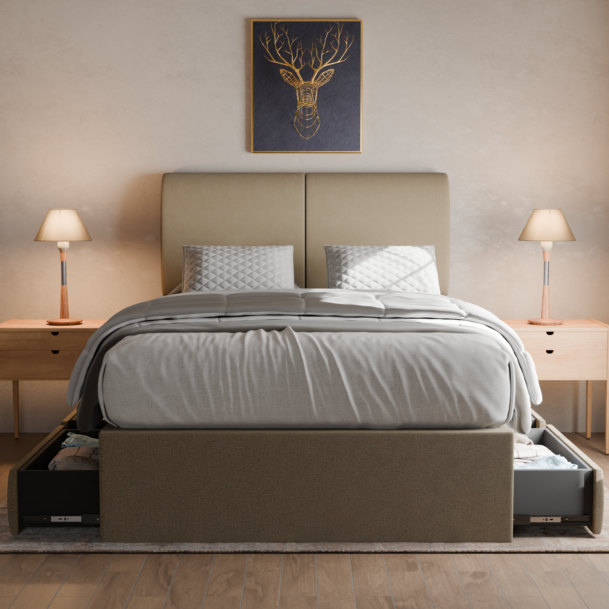 Konelle Fabric Drawer Bed Frame