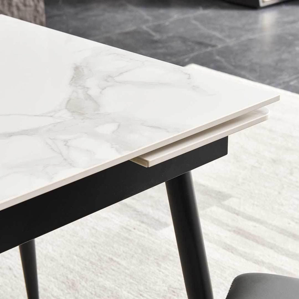 Agnello Glossy Sintered Stone Extendable Dining Table - Maxi Home Furnishing