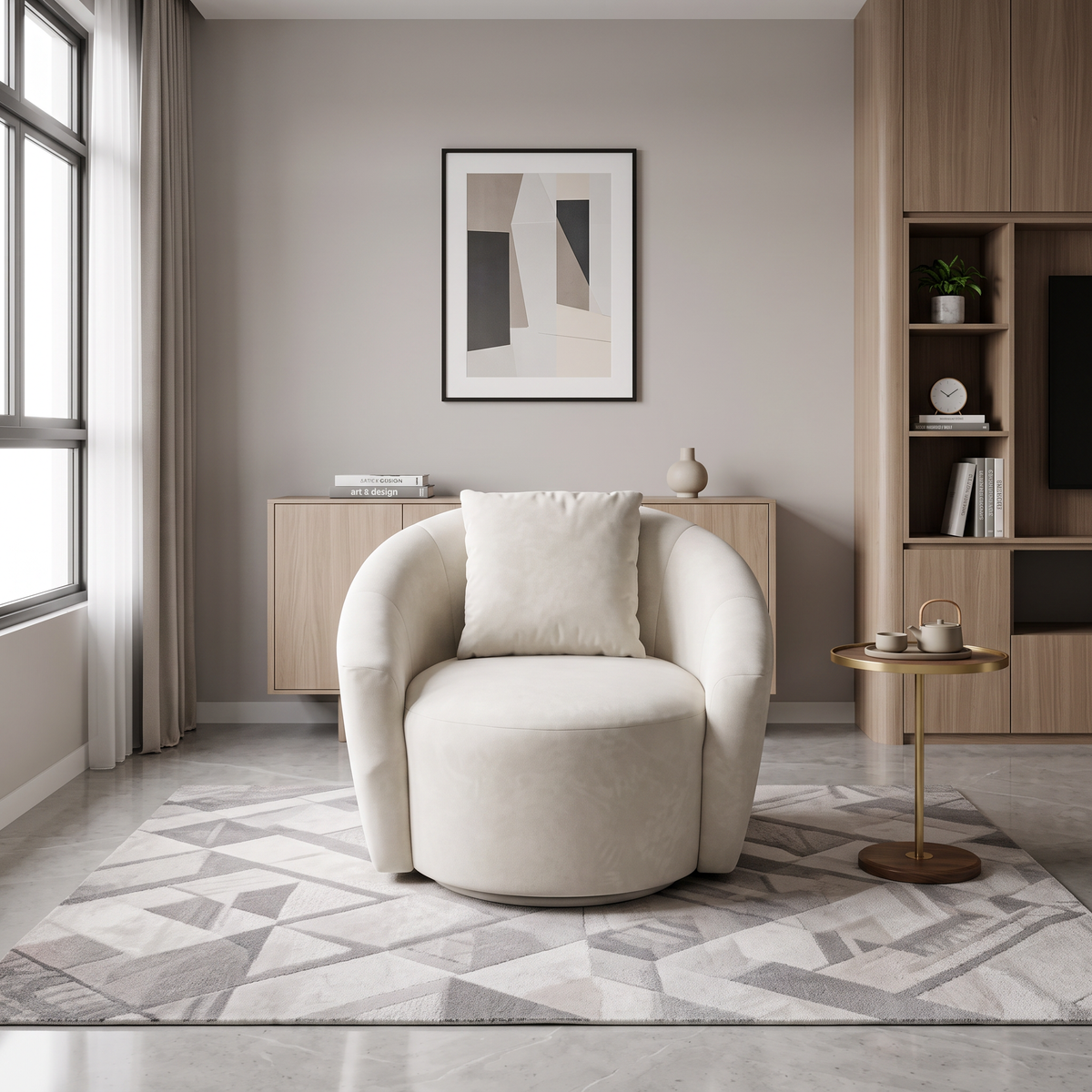 Neravon Fabric Swivel Armchair
