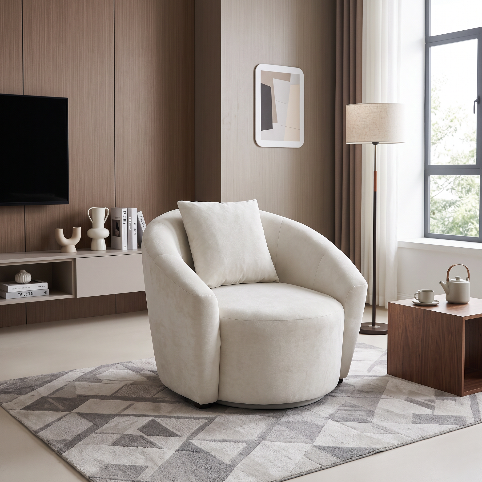 Neravon Fabric Swivel Armchair