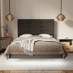 Kaelen Fabric Floating Bed Frame (Water Repellent, Pet Friendly & LED) By Somnuz