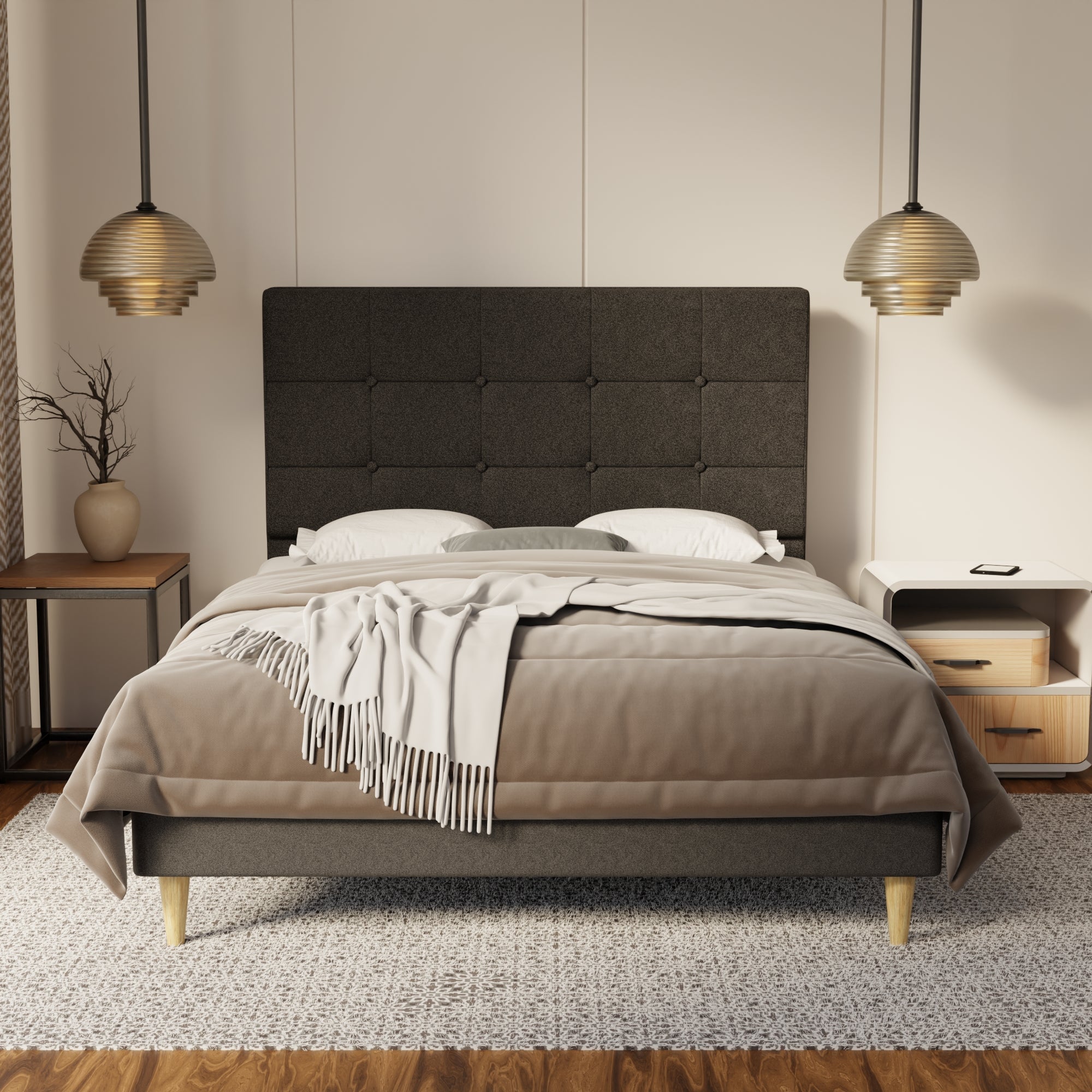 Theron Fabric Bed Frame (Water Repellent & Pet friendly) By Somnuz