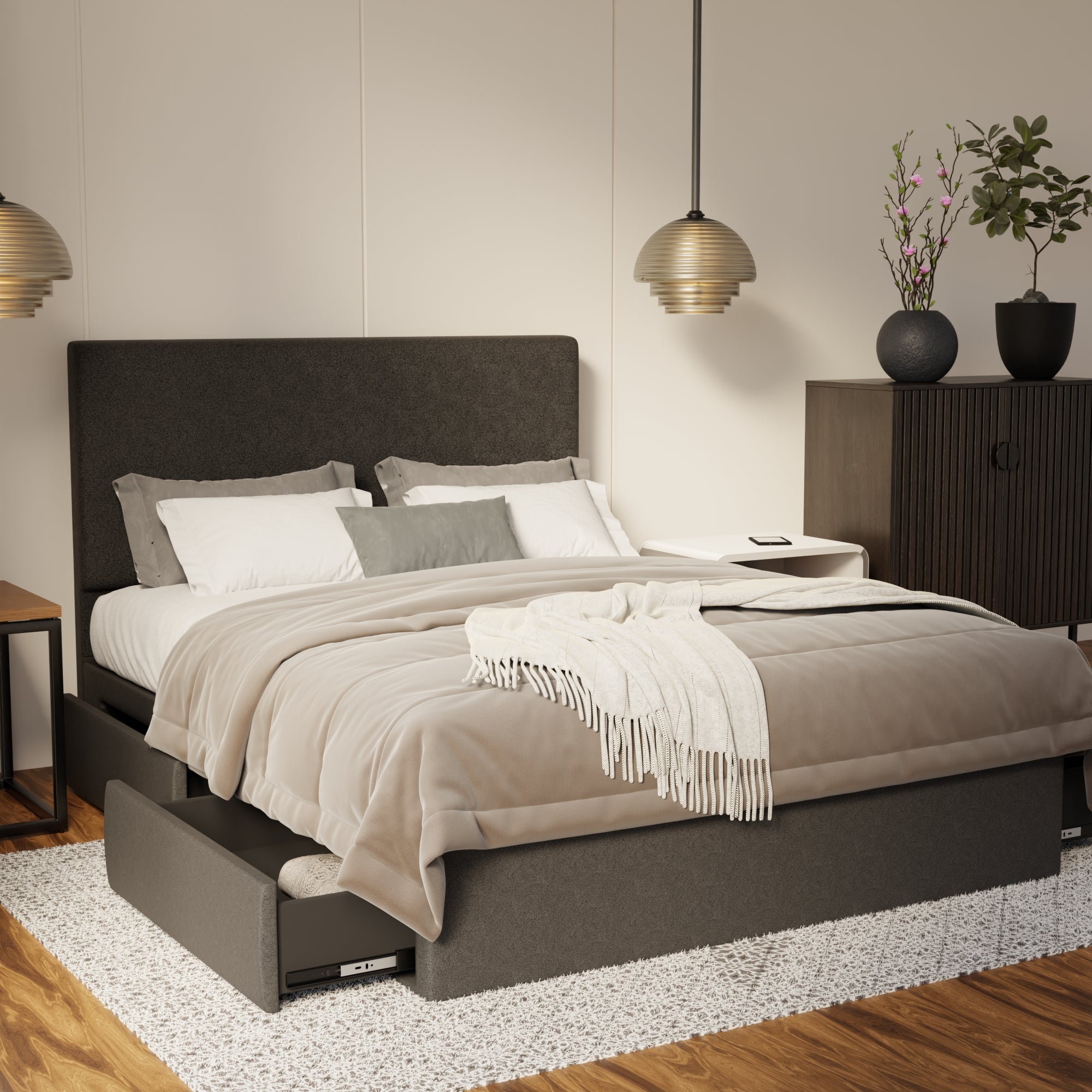 Kira Fabric Drawer Bed Frame (Water Repellent & Pet Friendly) By Somnuz