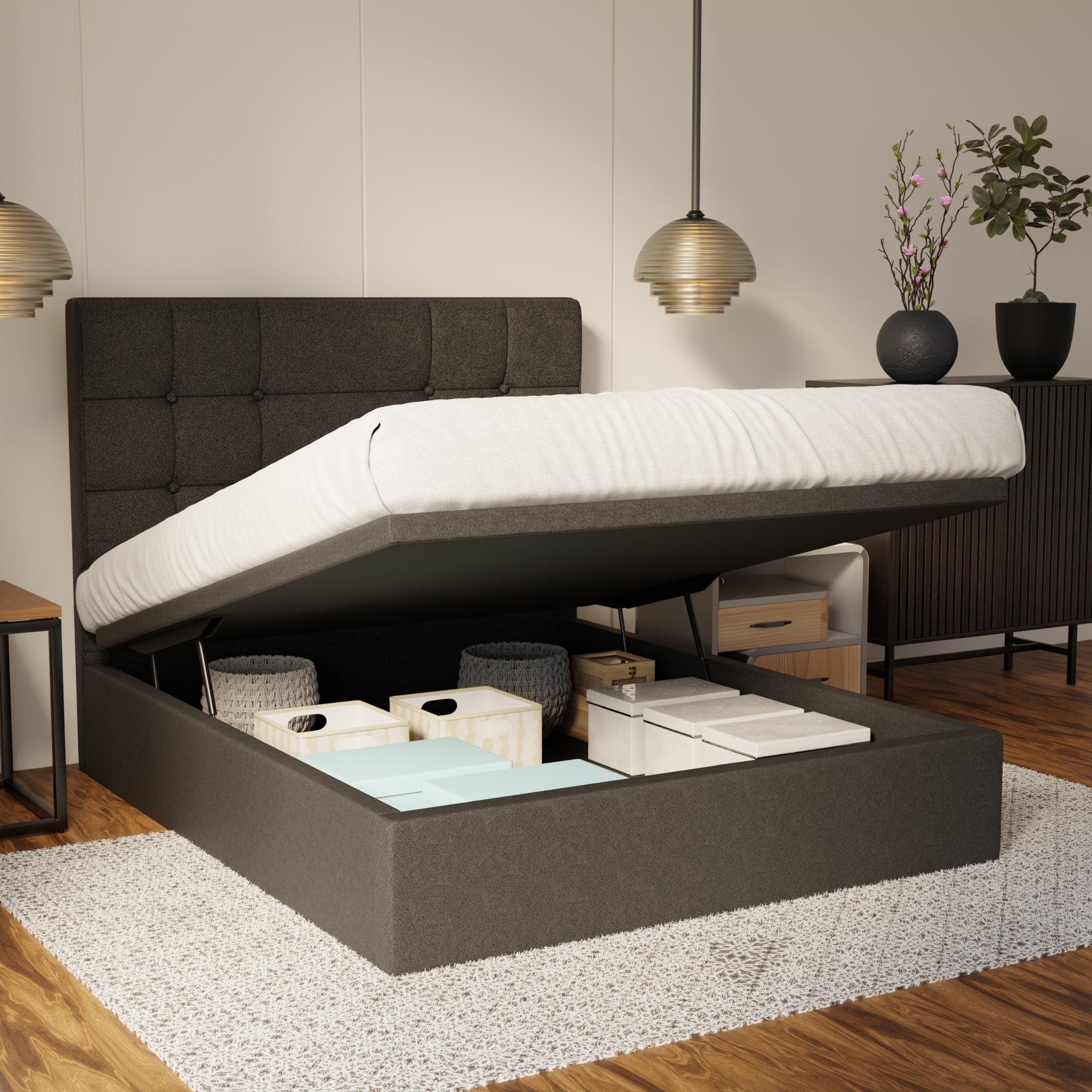 Elara Fabric Storage Bed Frame (Water Repellent & Pet Friendly) By Somnuz