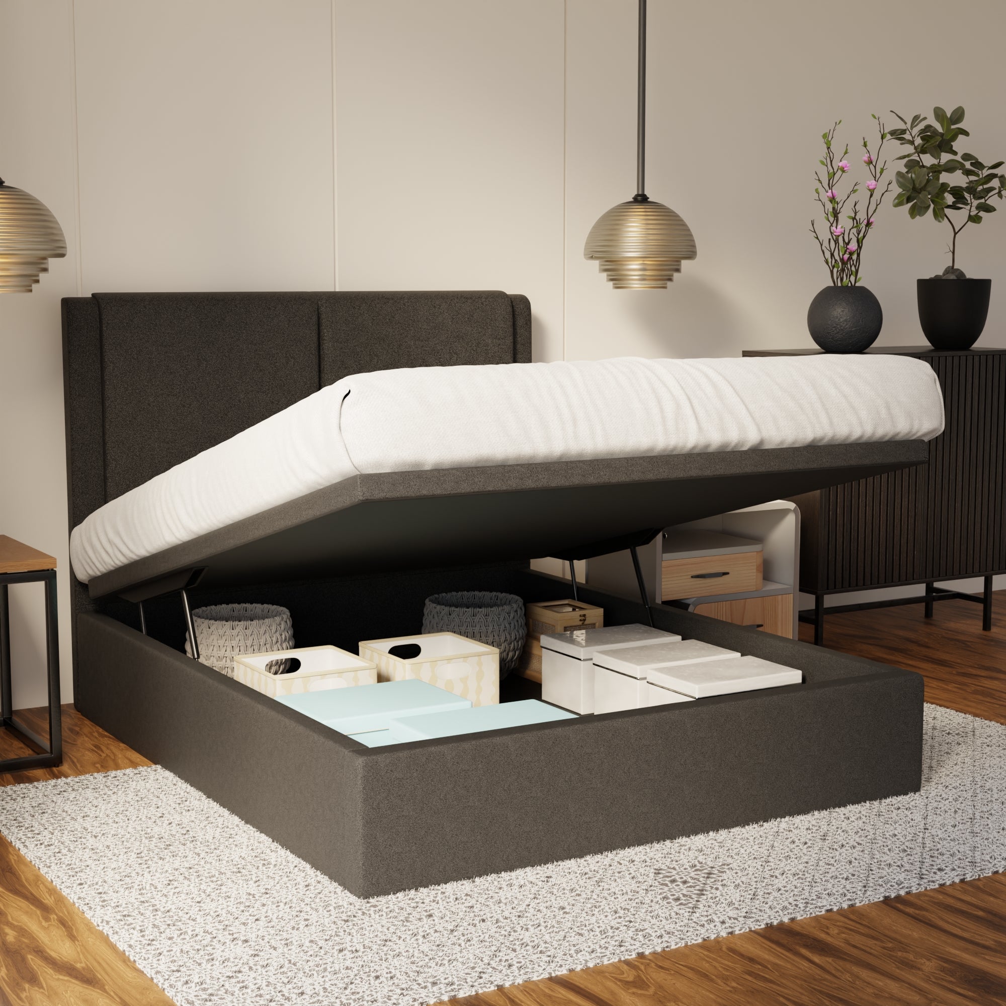 Vance Fabric Storage Bed Frame (Water Repellent & Pet Friendly) By Somnuz