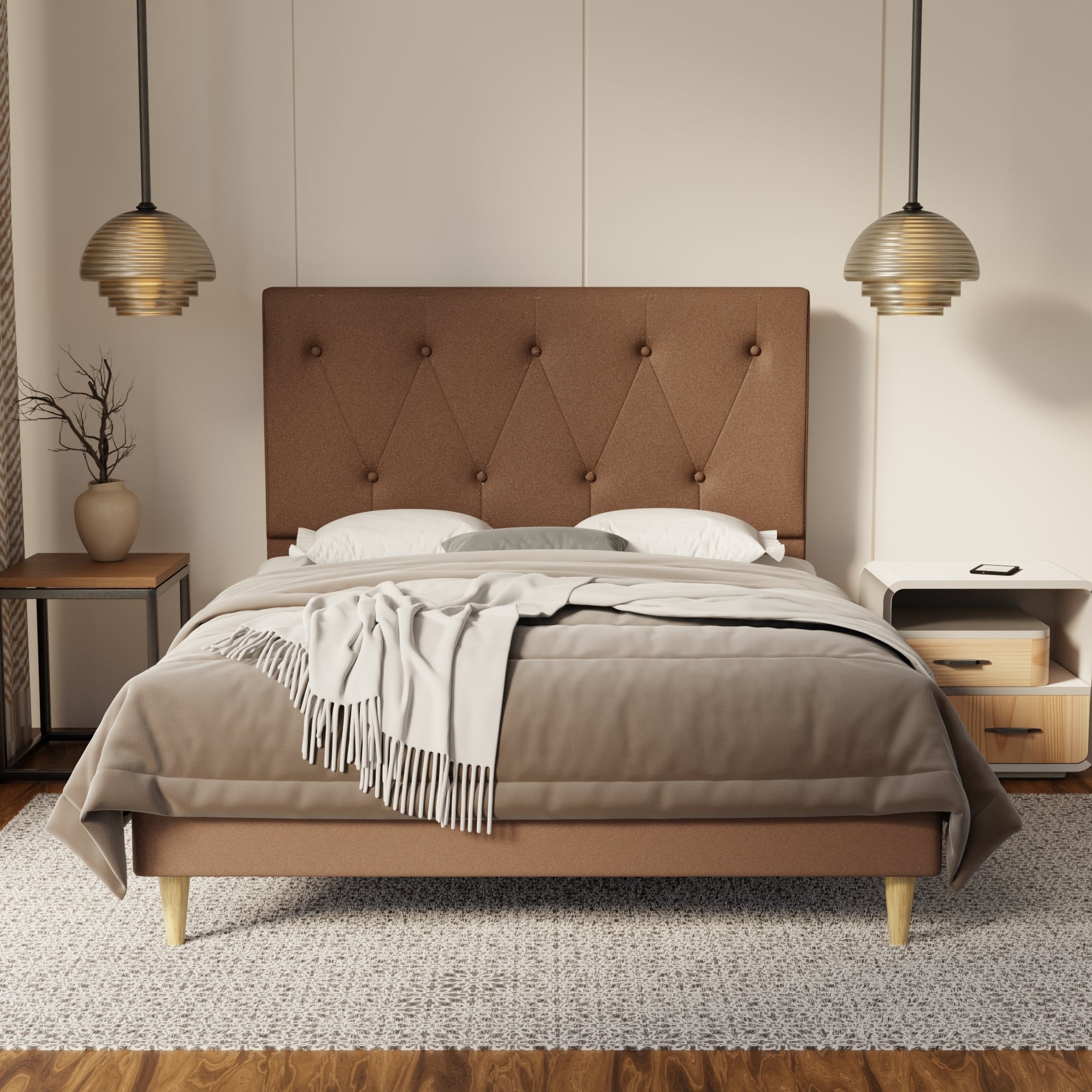 Valen Fabric Bed Frame (Water Repellent & Pet friendly) By Somnuz