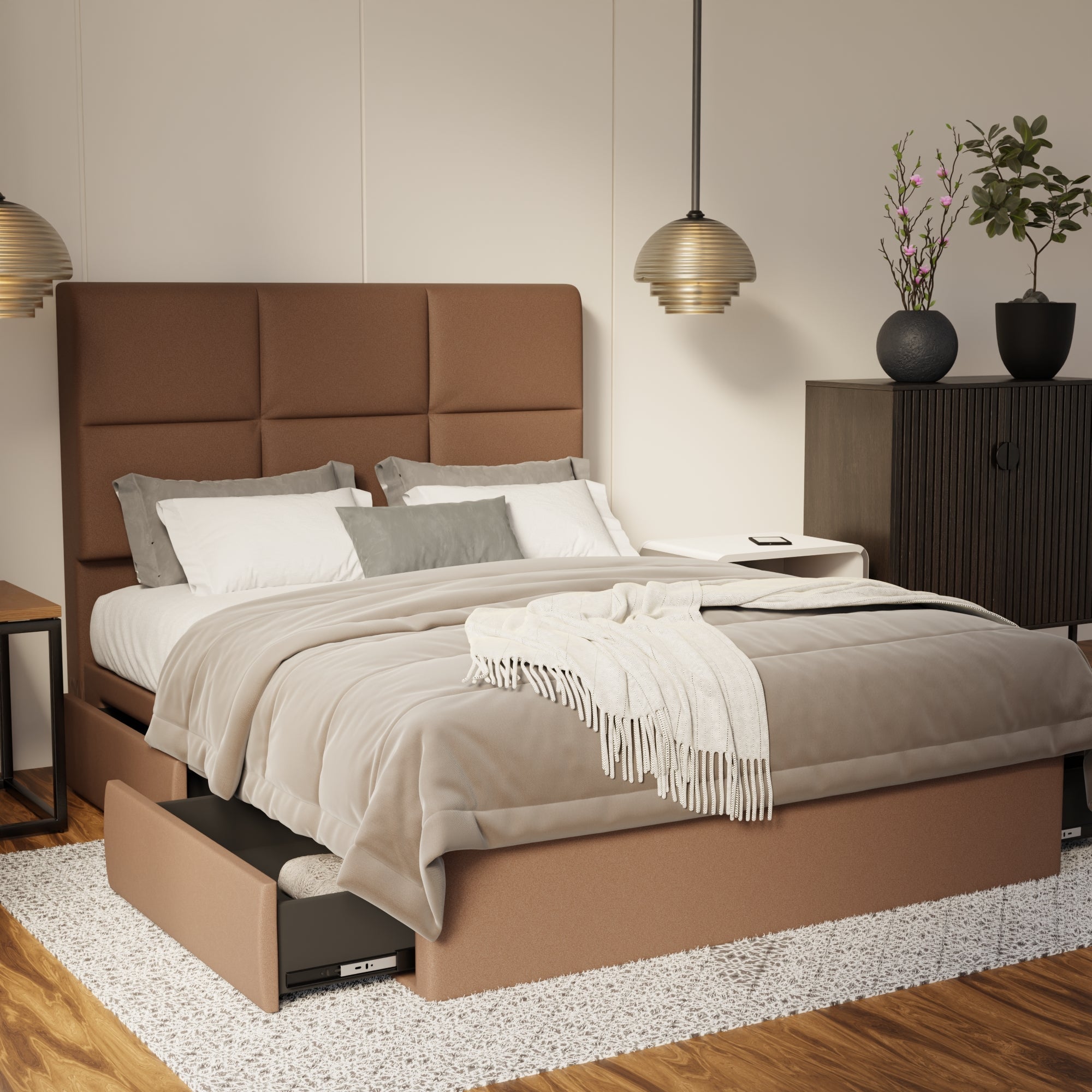 Caspian Fabric Drawer Bed Frame (Water Repellent & Pet friendly) By Somnuz