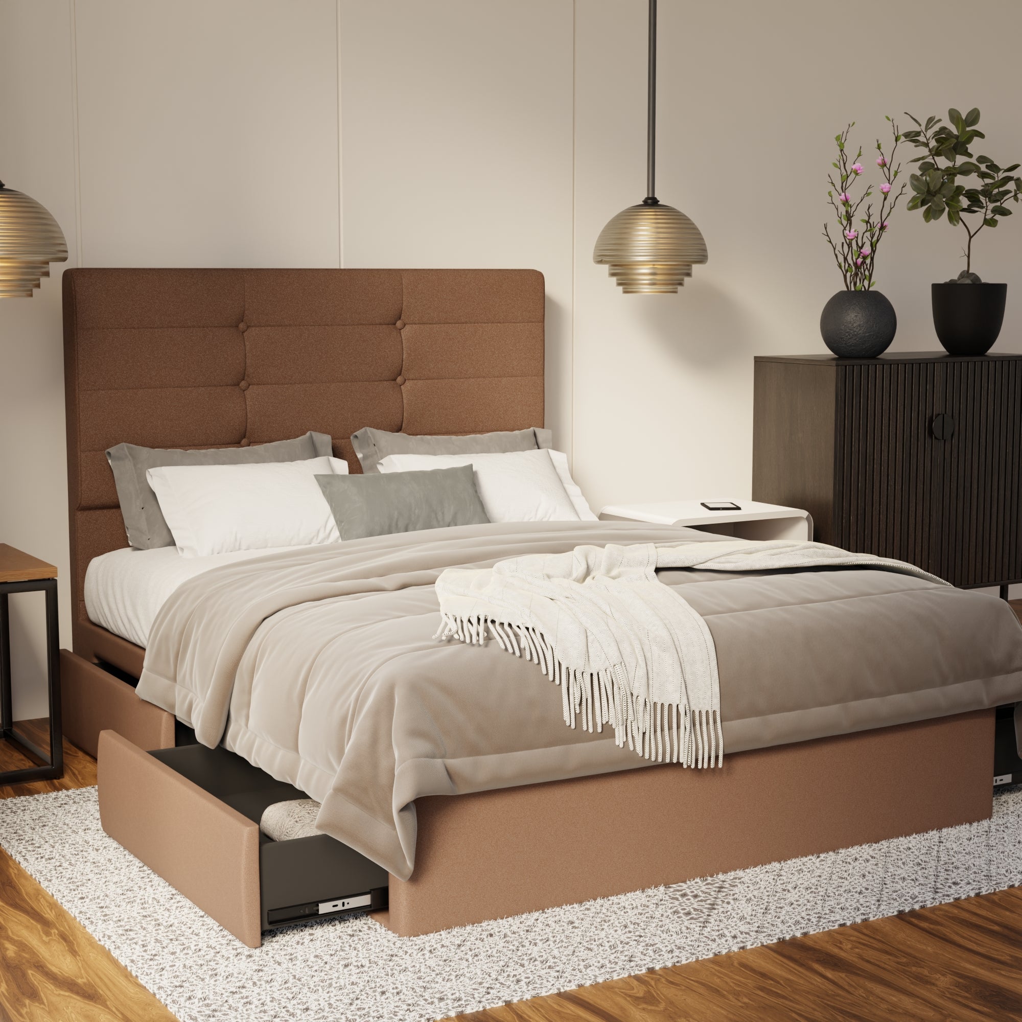 Kaelen Fabric Drawer Bed Frame (Water Repellent & Pet Friendly) By Somnuz
