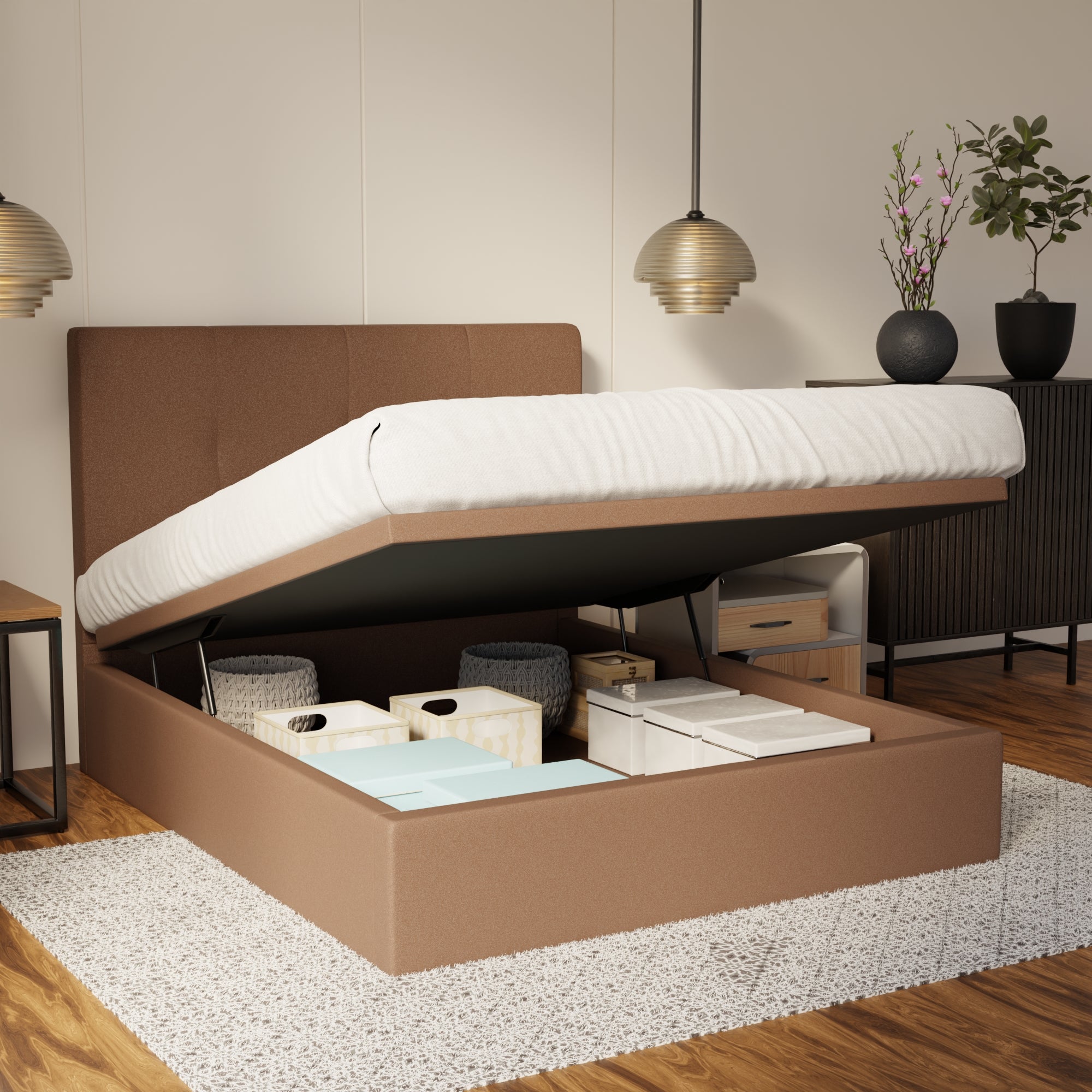 Lyra Fabric Storage Bed Frame (Water Repellent & Pet Friendly) By Somnuz