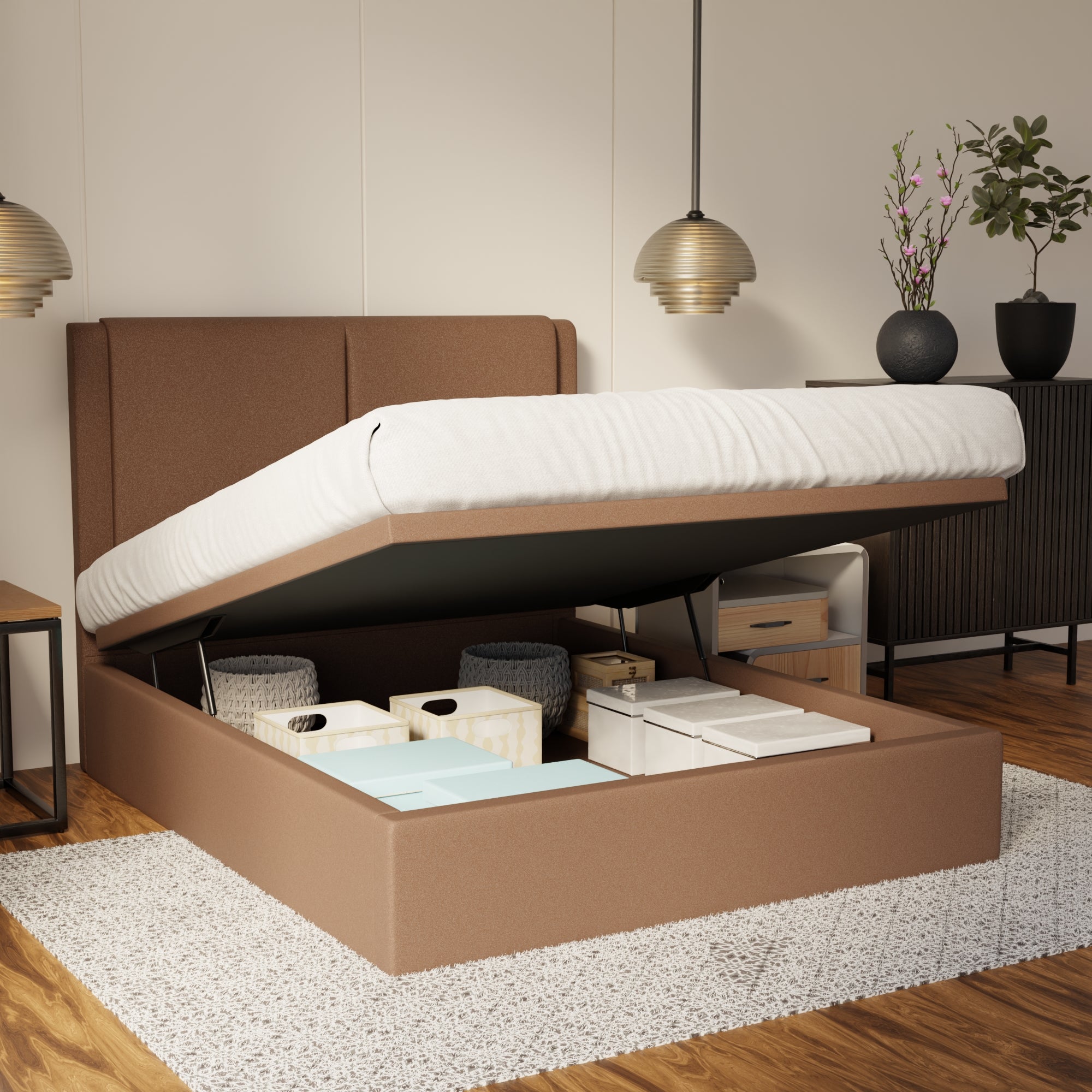 Vance Fabric Storage Bed Frame (Water Repellent & Pet Friendly) By Somnuz