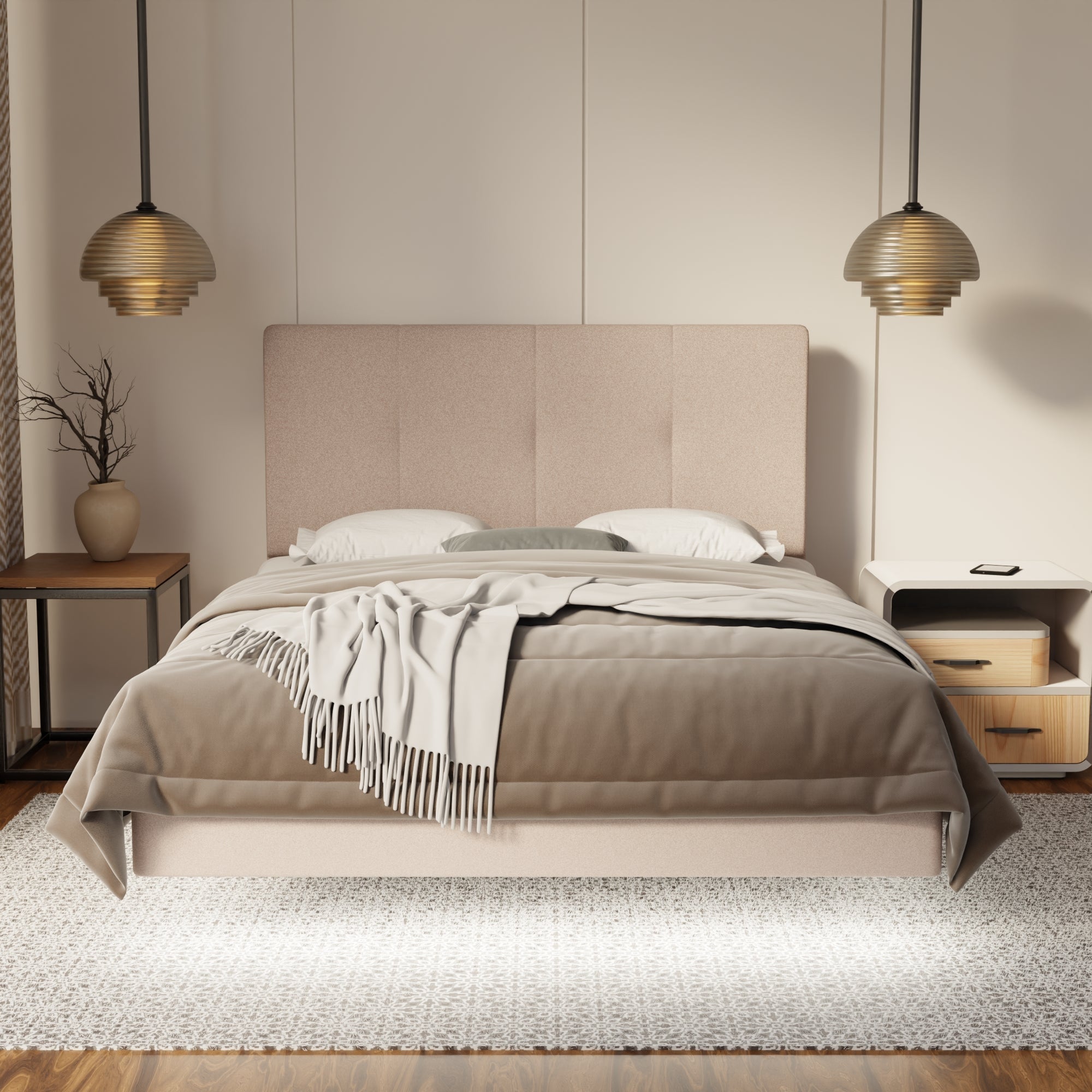 Lyra Fabric Floating Bed Frame (Water Repellent, Pet Friendly & LED) By Somnuz