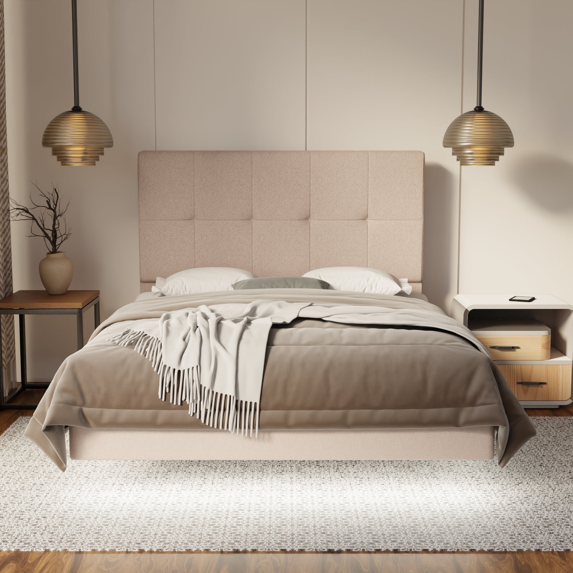 Marlowe Fabric Floating Bed Frame (Water Repellent, Pet Friendly & LED) By Somnuz