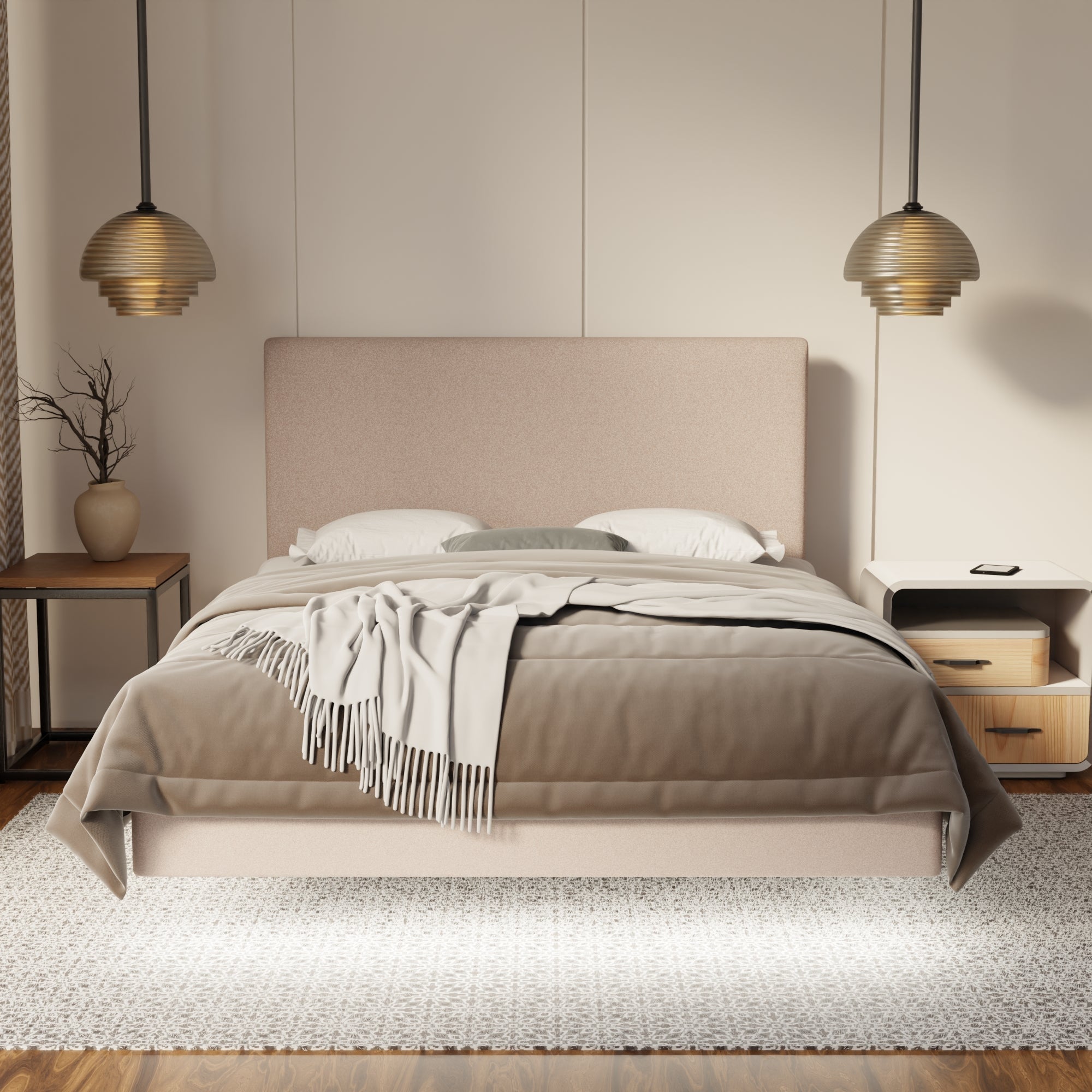 Kira Fabric Floating Bed Frame (Water Repellent, Pet Friendly & LED) By Somnuz