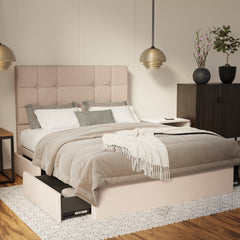 Elara Fabric Drawer Bed Frame (Water Repellent & Pet friendly) By Somnuz