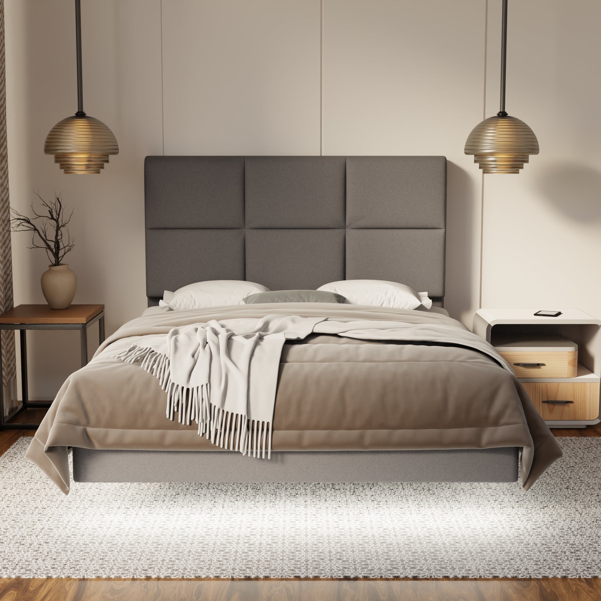 Caspian Fabric Floating Bed Frame (Water Repellent, Pet Friendly & LED) By Somnuz