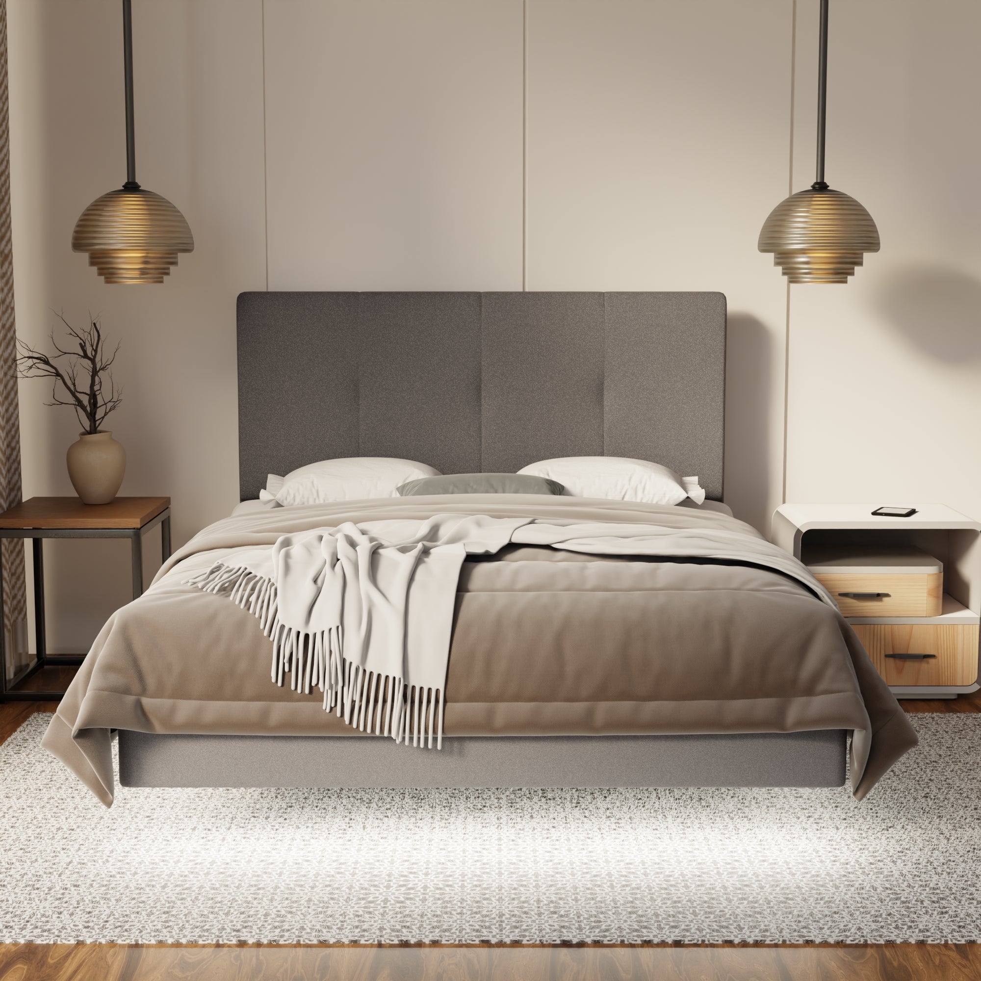 Lyra Fabric Floating Bed Frame (Water Repellent, Pet Friendly & LED) By Somnuz