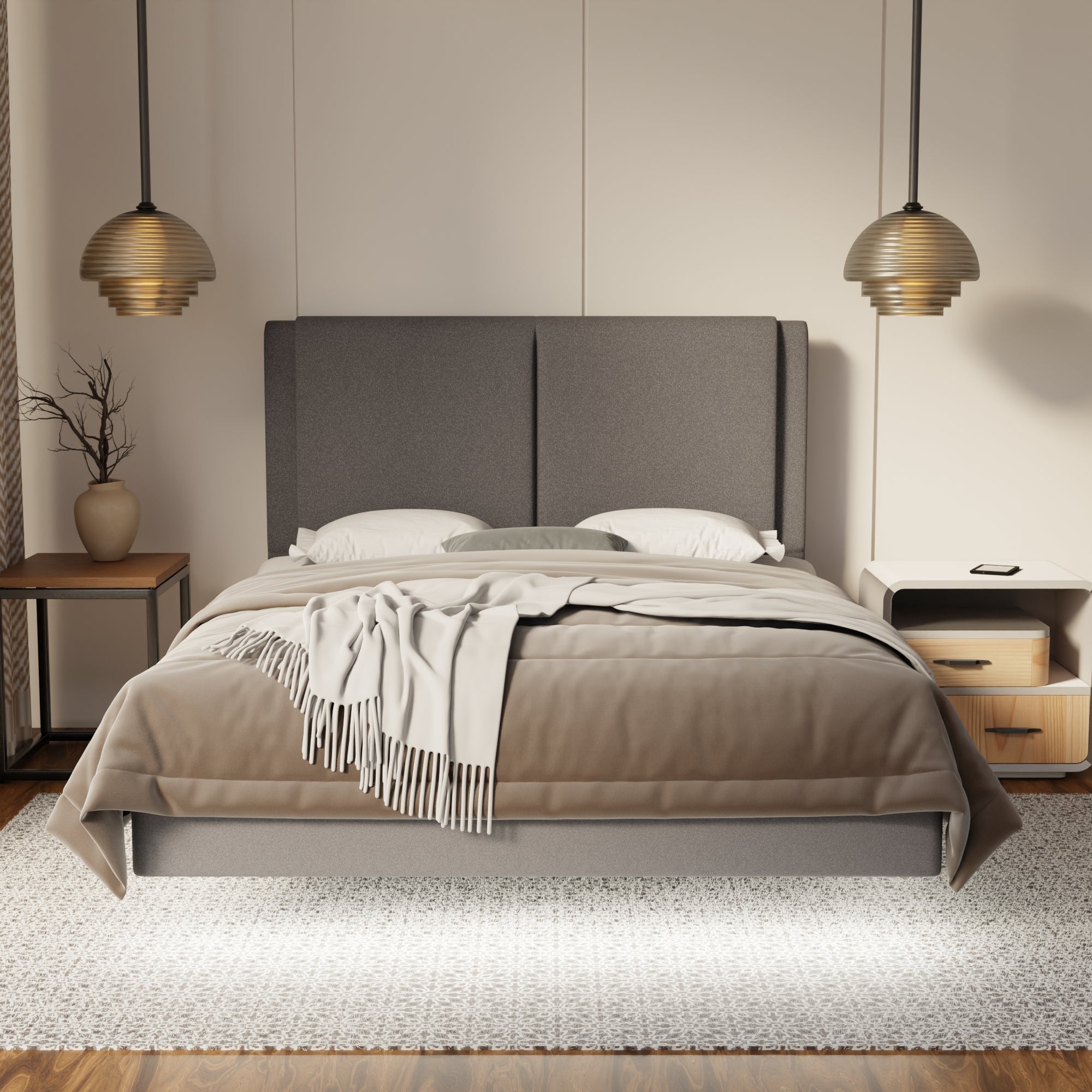 Vance Fabric Floating Bed Frame (Water Repellent, Pet Friendly & LED) By Somnuz