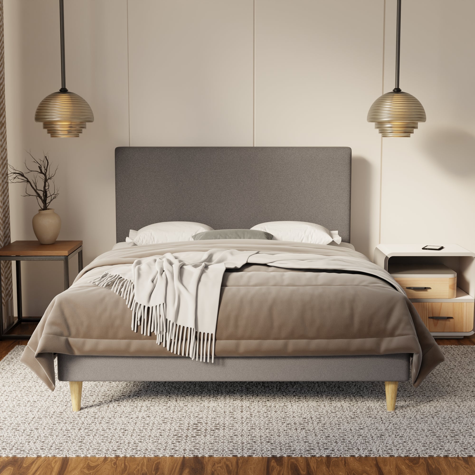 Kira Fabric Bed Frame (Water Repellent & Pet friendly) By Somnuz