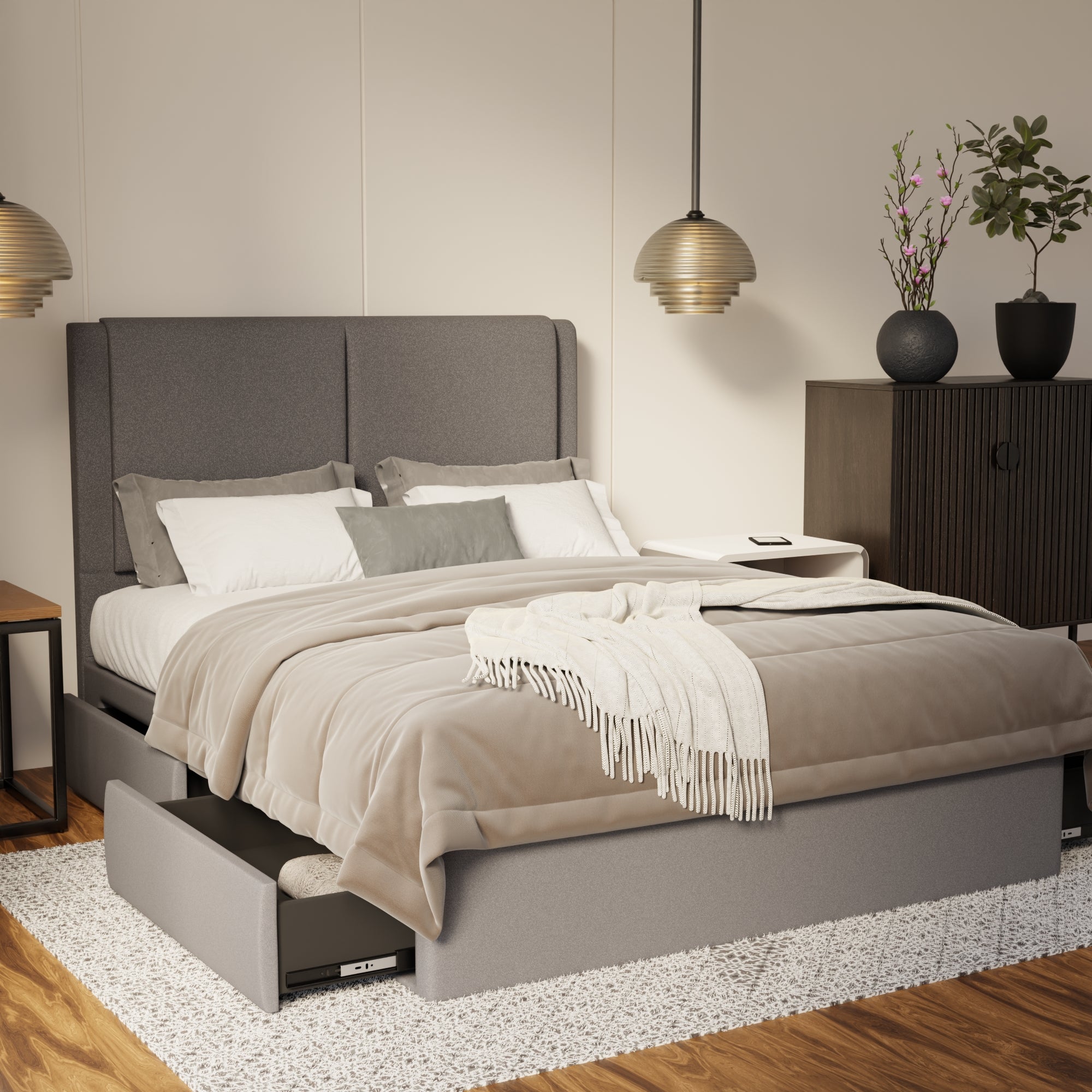 Vance Fabric Drawer Bed Frame (Water Repellent & Pet Friendly) By Somnuz