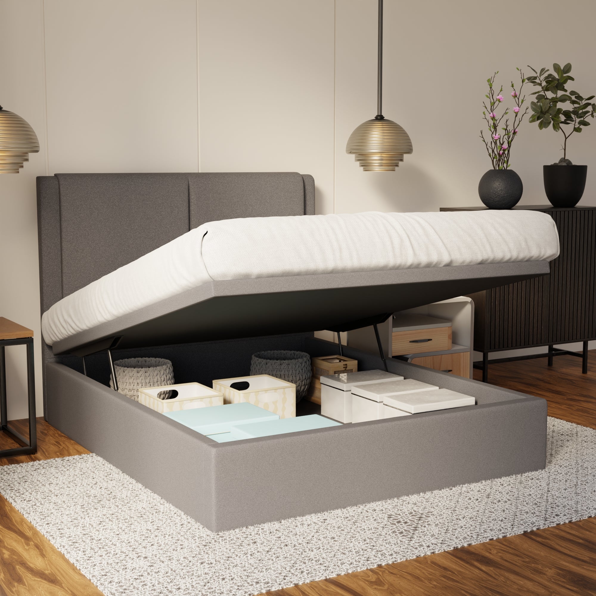 Vance Fabric Storage Bed Frame (Water Repellent & Pet Friendly) By Somnuz