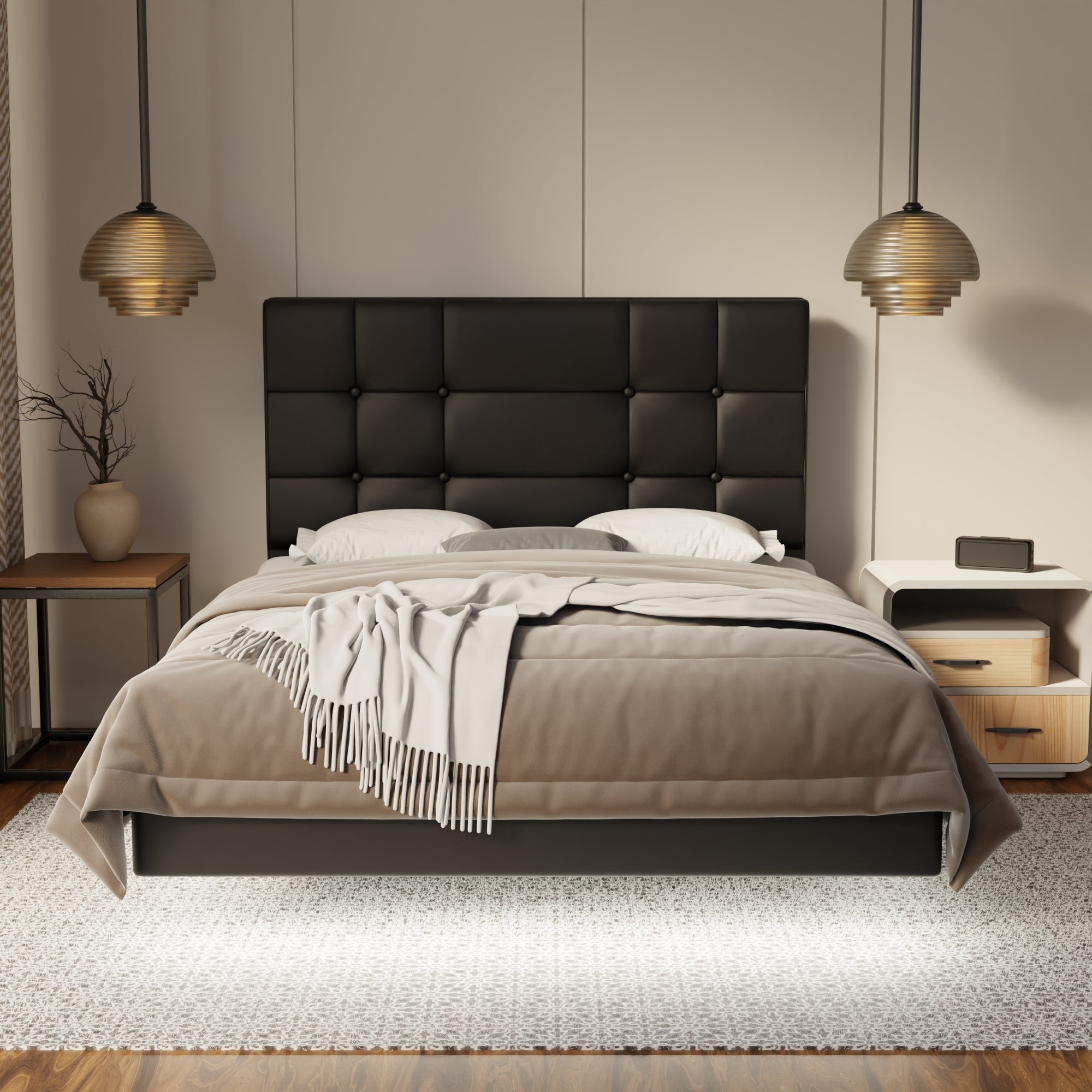 Elara Genuine Leather Floating Bed Frame (With LED) By Esteller