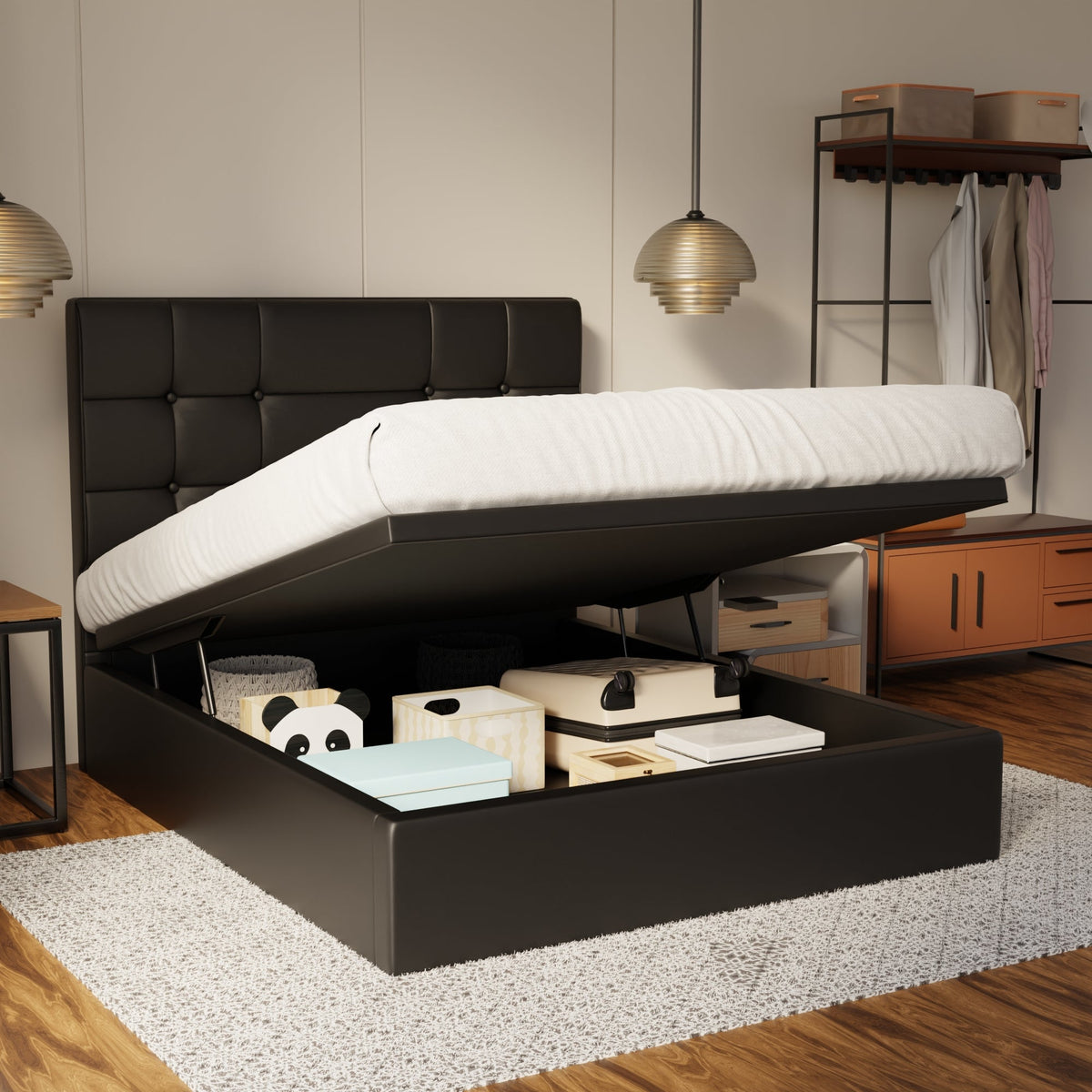 Elara Genuine Leather Storage Bed (Gas Lift) By Esteller