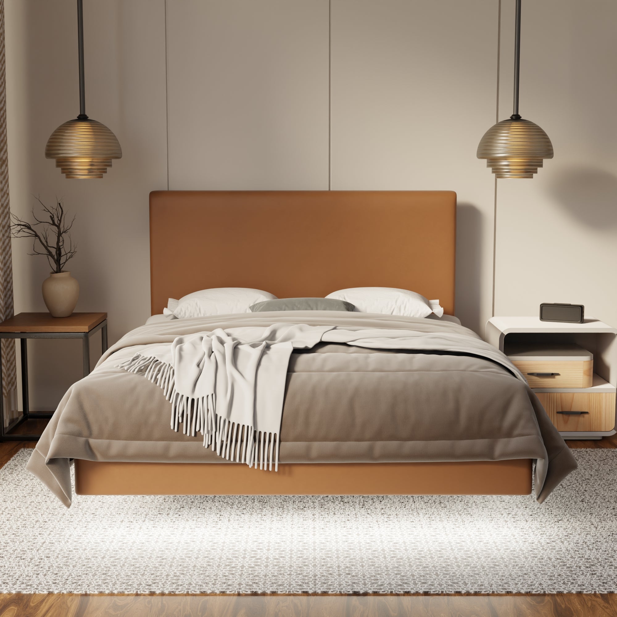 Kira Genuine Leather Floating Bed Frame (With LED) By Esteller