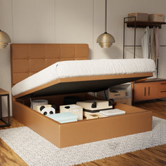 Theron Genuine Leather Storage Bed (Gas Lift) By Esteller