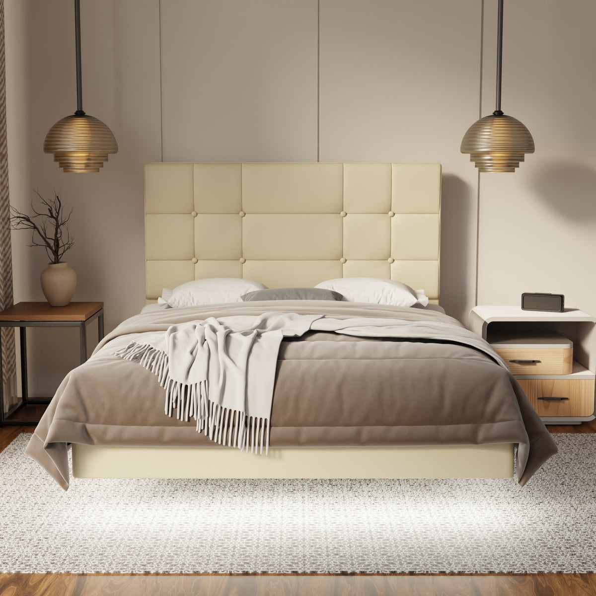Elara Genuine Leather Floating Bed Frame (With LED) By Esteller