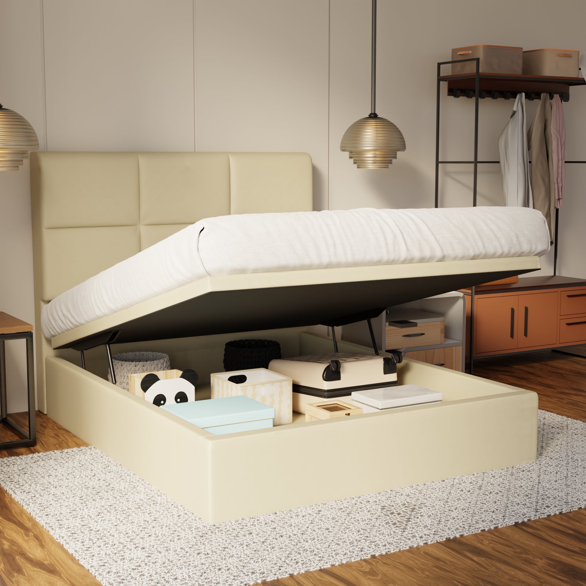 Caspian Genuine Leather Storage Bed (Gas Lift) By Esteller