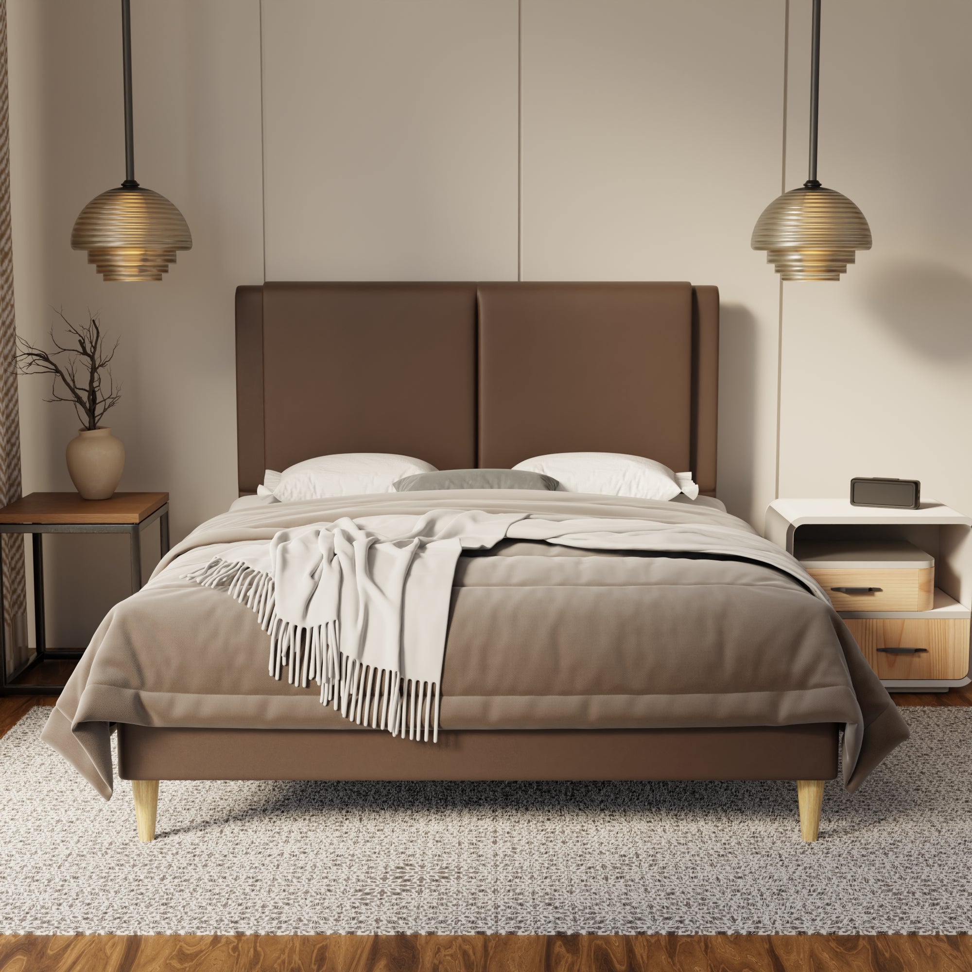 Vance Genuine Leather Bed Frame By Esteller