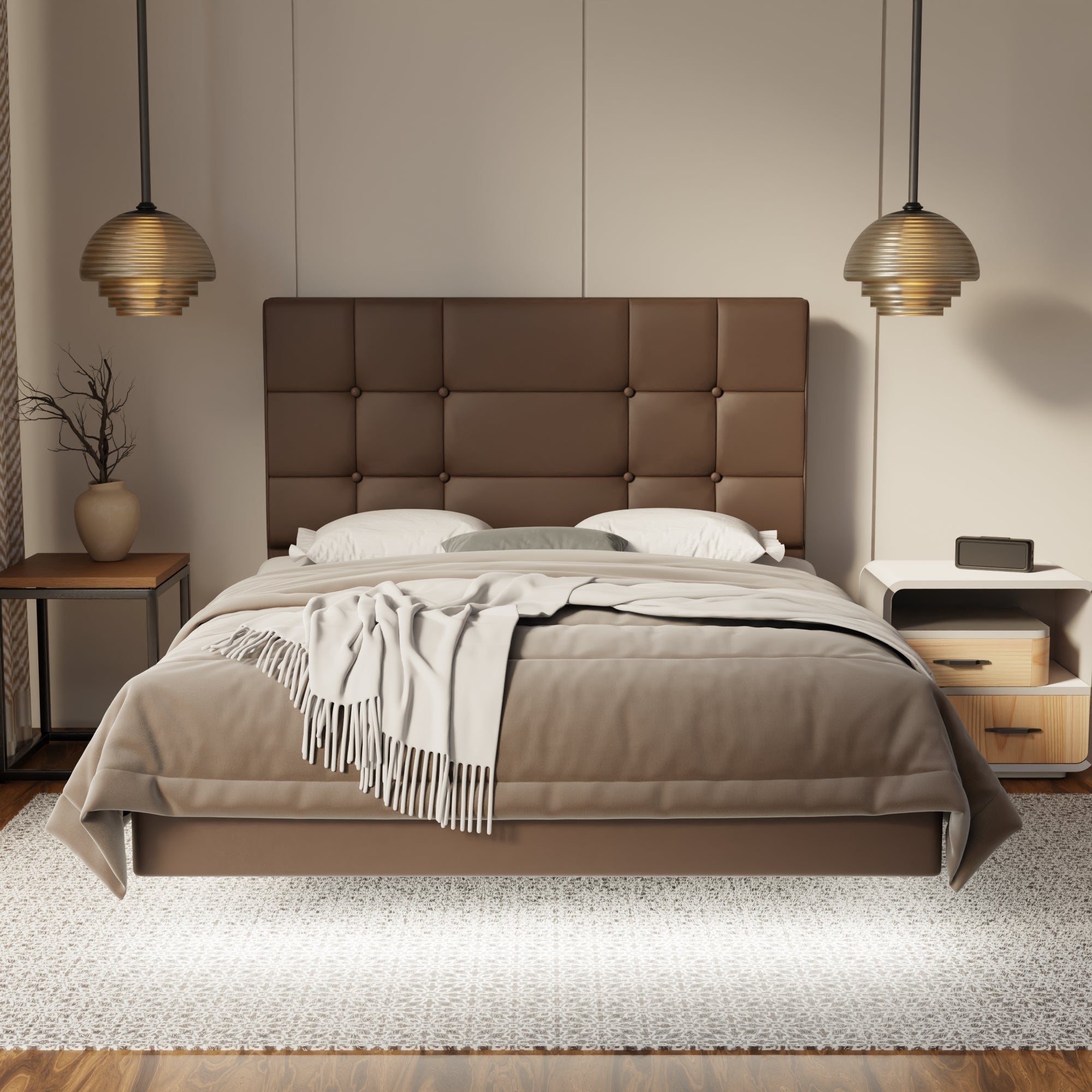 Elara Genuine Leather Floating Bed Frame (With LED) By Esteller
